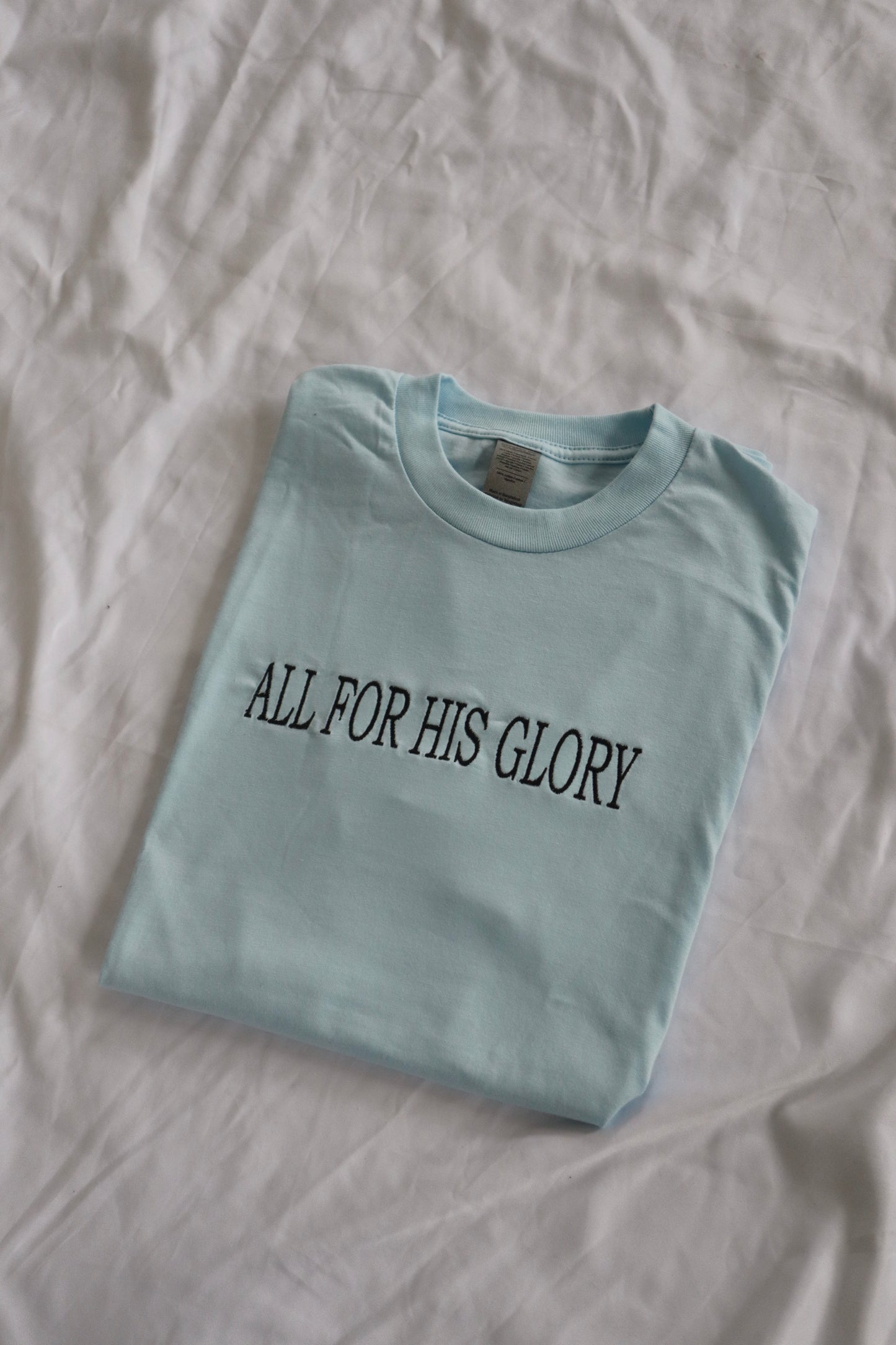 Embroidered 'All For His Glory' T-Shirt, Short Sleeve, Modern Classic fit, Unisex, Adult