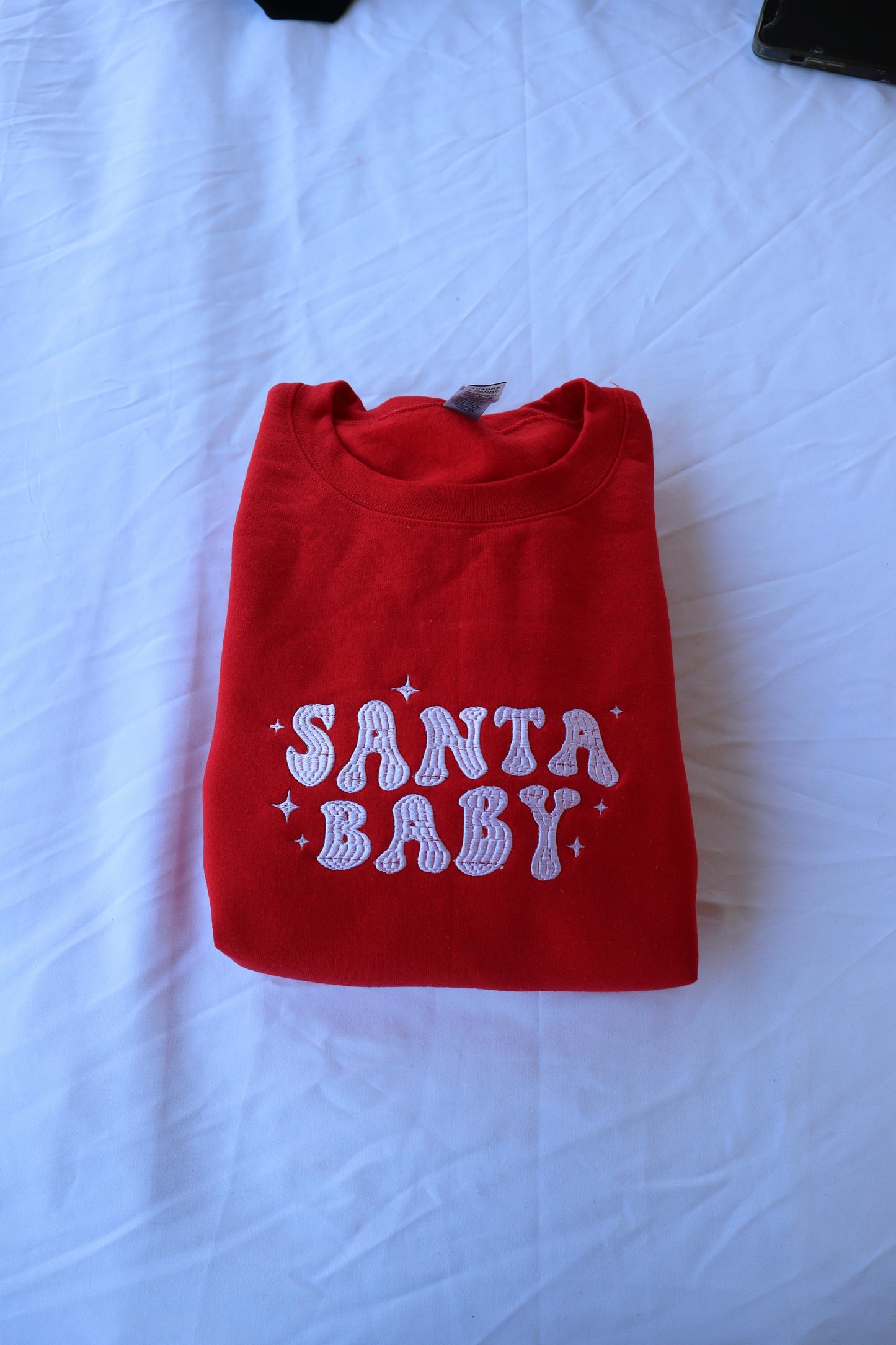 Embroidered 'Santa Baby' Hoodie or Crew Neck Long Sleeve, Classic fit, Unisex, Adult