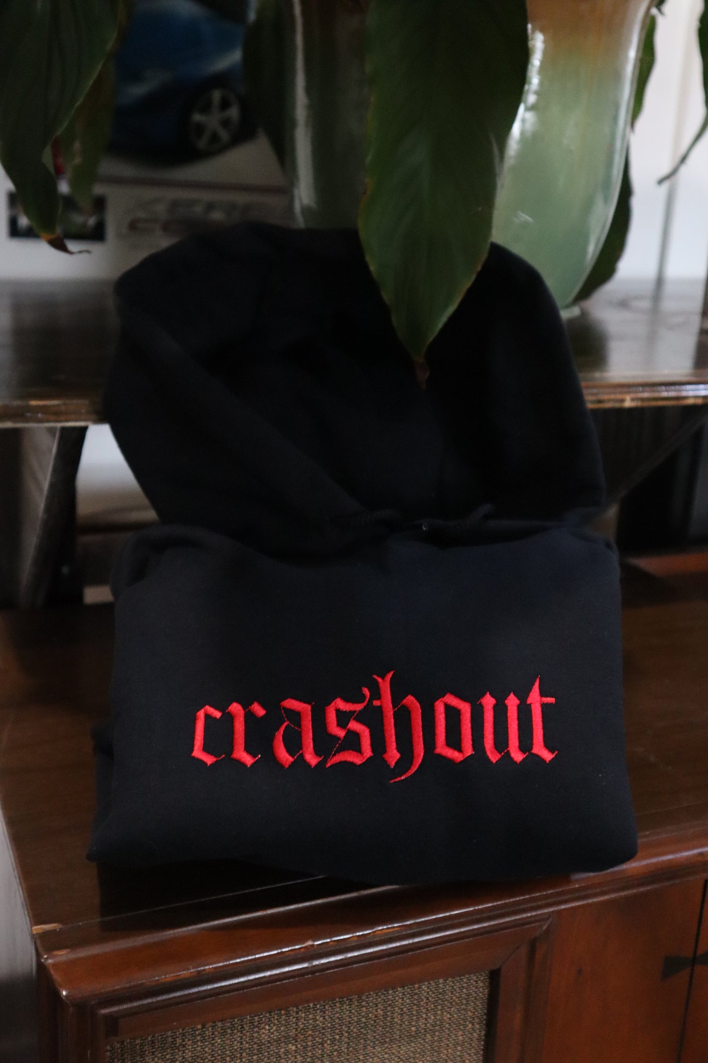 Embroidered Black Only 'crashout' Hoodie or Crew Neck, Long Sleeve, Classic fit, Unisex, Adult