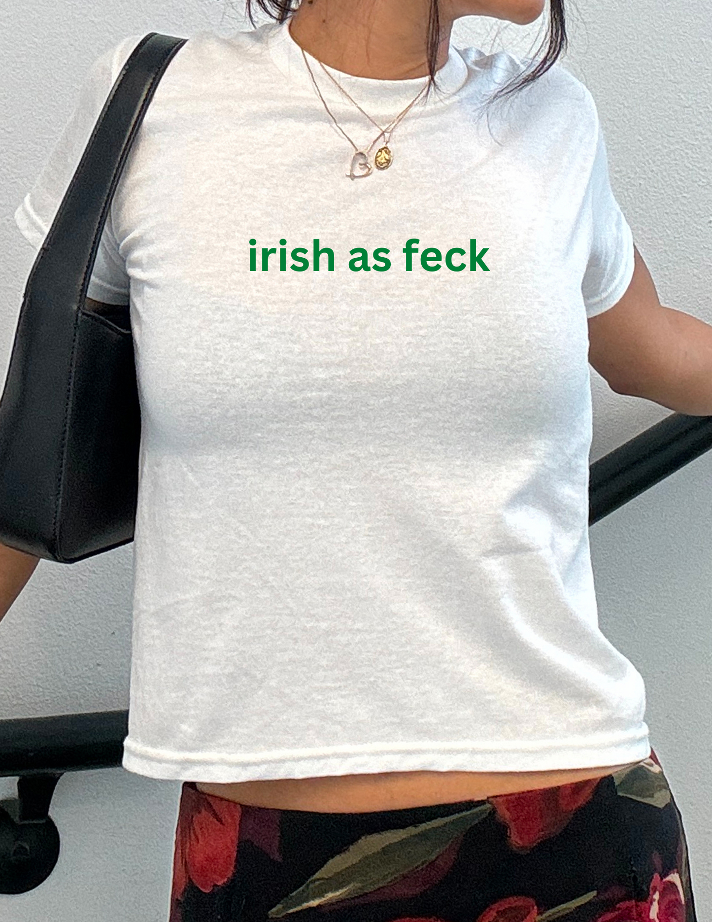 Embroidered WHITE - Irish Saint Patrick's Day Baby Tee, Long Crop Tops - Pick Your Design