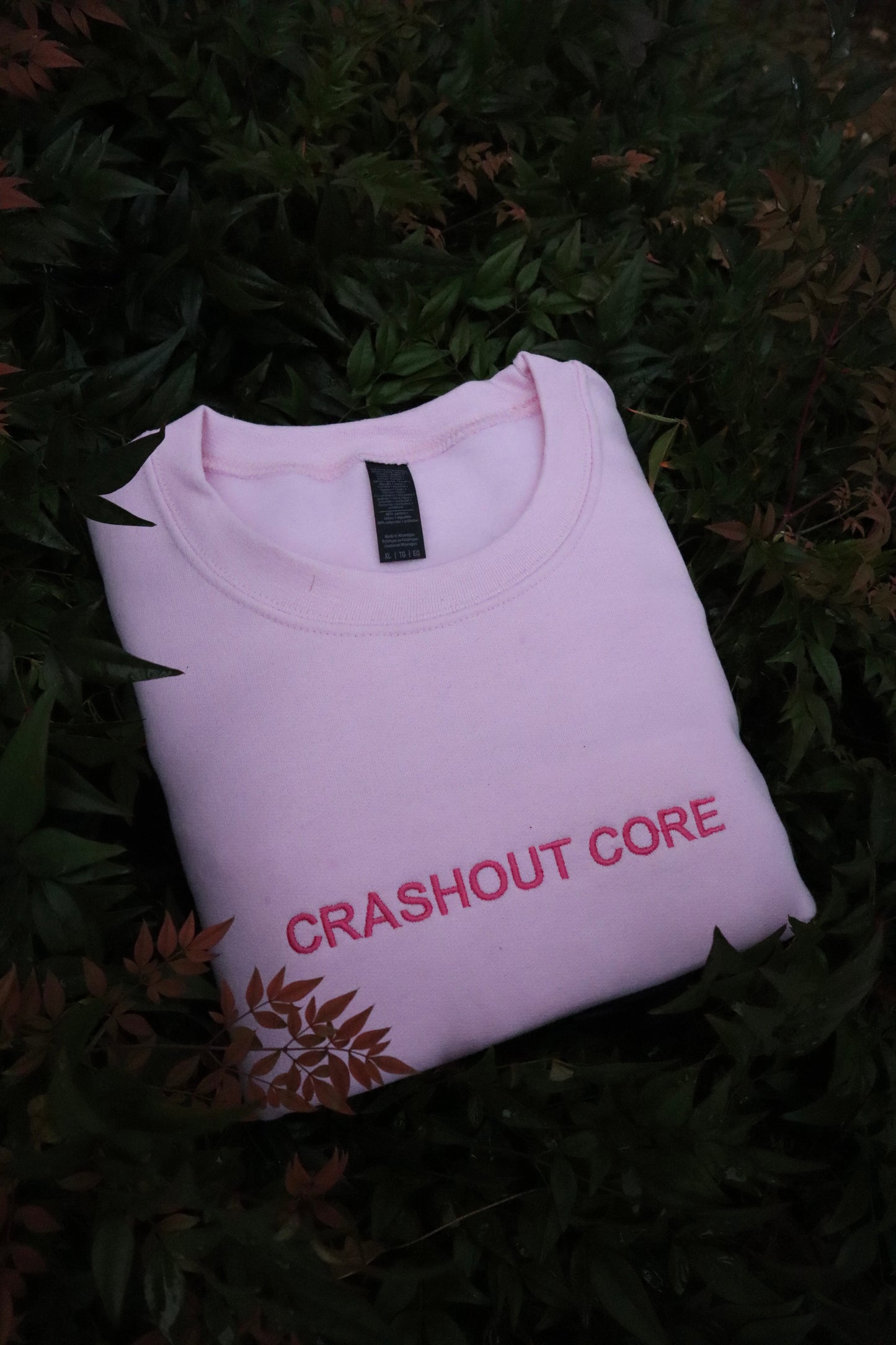 Embroidered 'CRASHOUT CORE' Hoodie or Crew Neck, Long Sleeve, Classic fit, Unisex, Adult