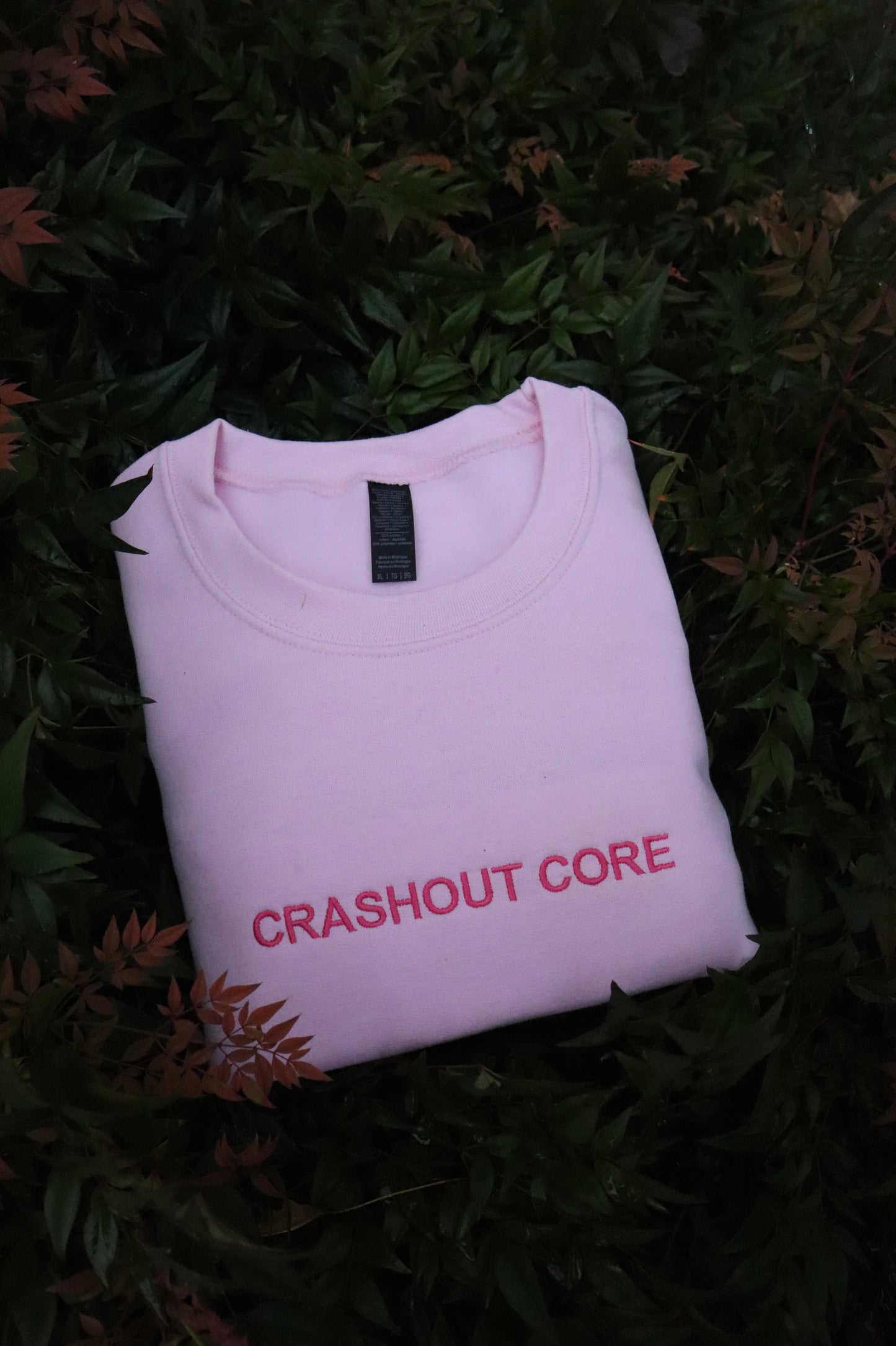 Embroidered 'CRASHOUT CORE' Hoodie or Crew Neck, Long Sleeve, Classic fit, Unisex, Adult