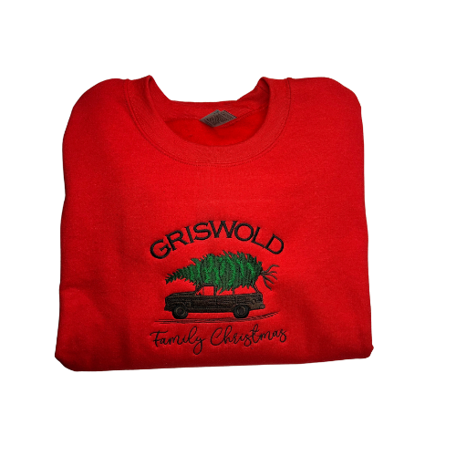 Embroidered "Griswold Family Christmas" Hoodie or Crew Neck, Long Sleeve, Classic fit, Unisex, Adult