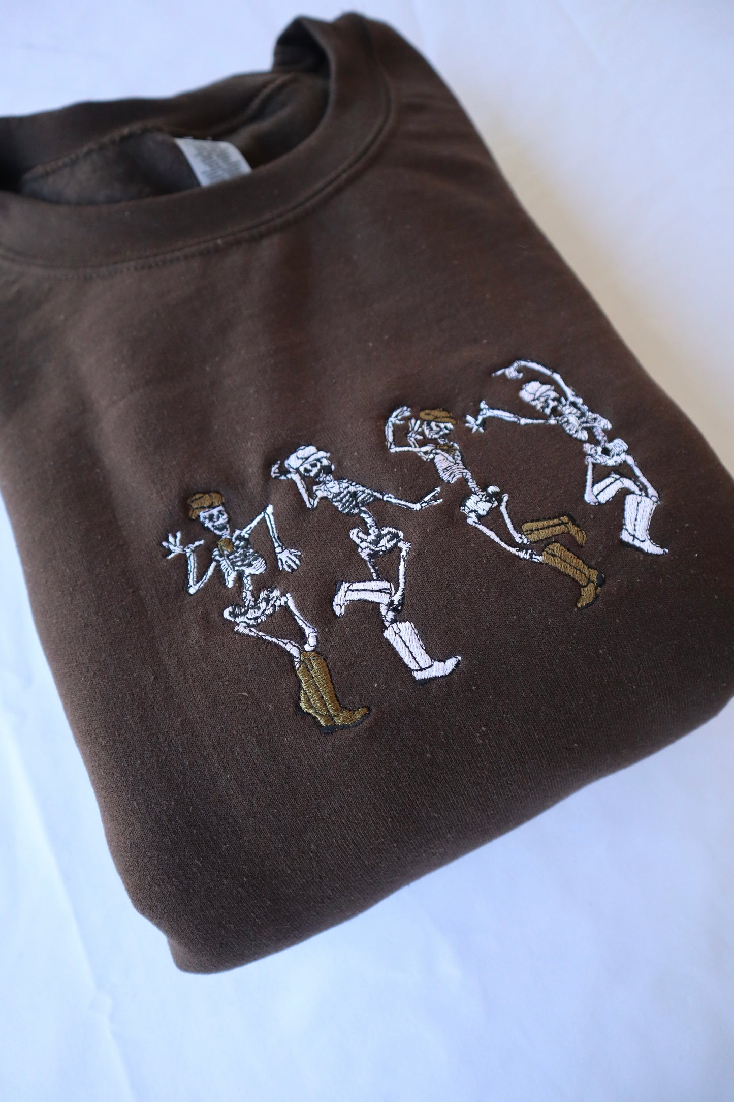 Embroidered 'Cowboy Dancing Skeletons' Hoodie or Crew Neck Long Sleeve, Classic fit, Unisex, Adult