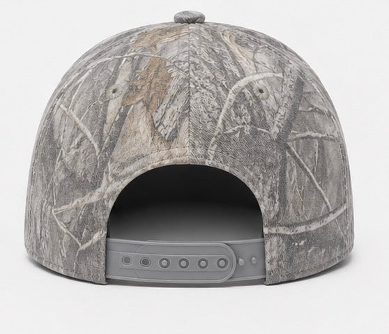 Embroidered He's Hunting Camo Snapback