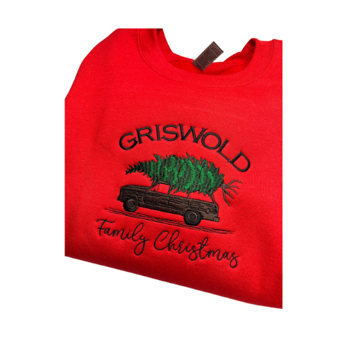 Embroidered "Griswold Family Christmas" Hoodie or Crew Neck, Long Sleeve, Classic fit, Unisex, Adult