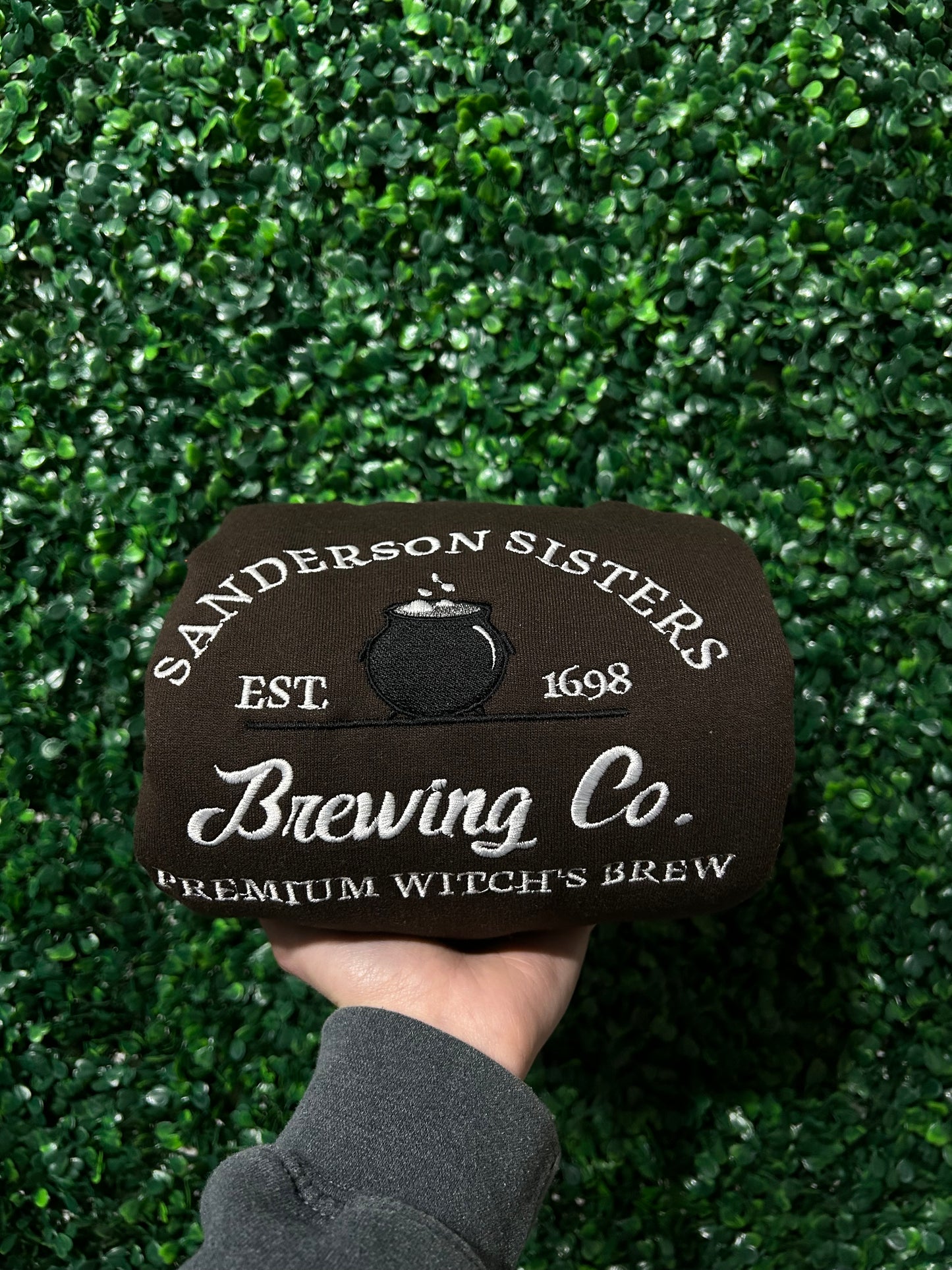Embroidered 'Sanderson Sisters Brewing Co.' Hoodie or Crew Neck Long Sleeve, Classic fit, Unisex, Adult