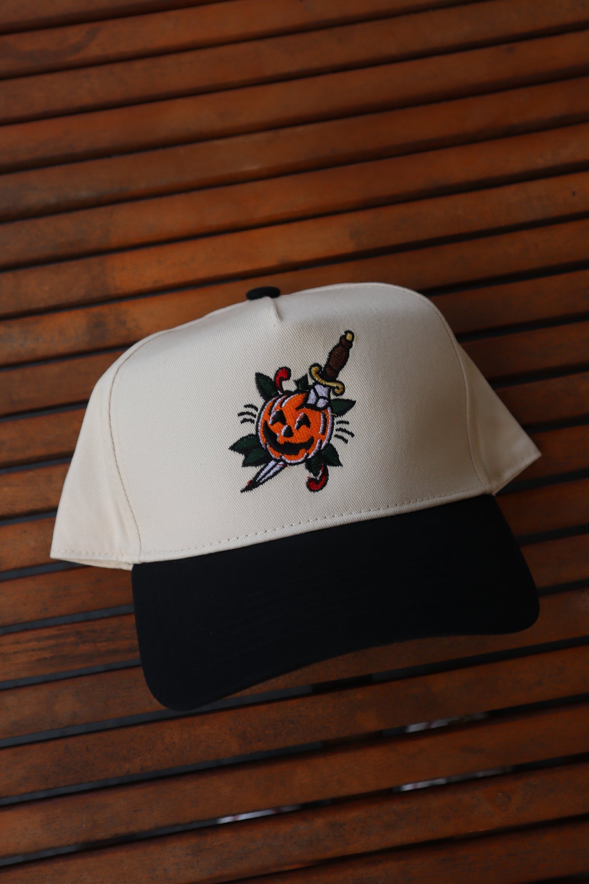 Embroidered American Traditional Pumpkin Unisex, Halloween, 5-Panel, One Size Fits Most, Snapback Cap