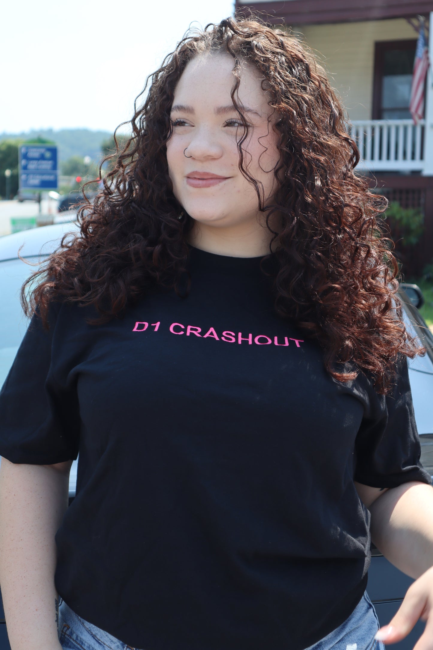 Embroidered 'D1 CRASHOUT' T-Shirt, Short Sleeve, Modern Classic fit, Unisex, Adult