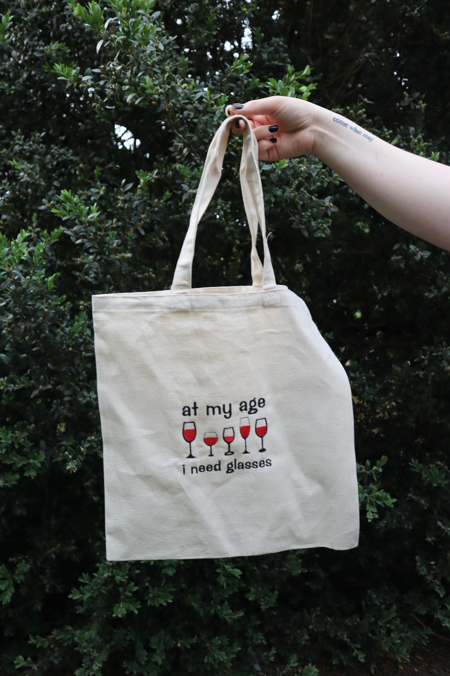Embroidered At My Age I Need Glasses Natural Canvas Tote Bag