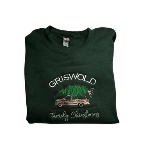 Embroidered "Griswold Family Christmas" Hoodie or Crew Neck, Long Sleeve, Classic fit, Unisex, Adult