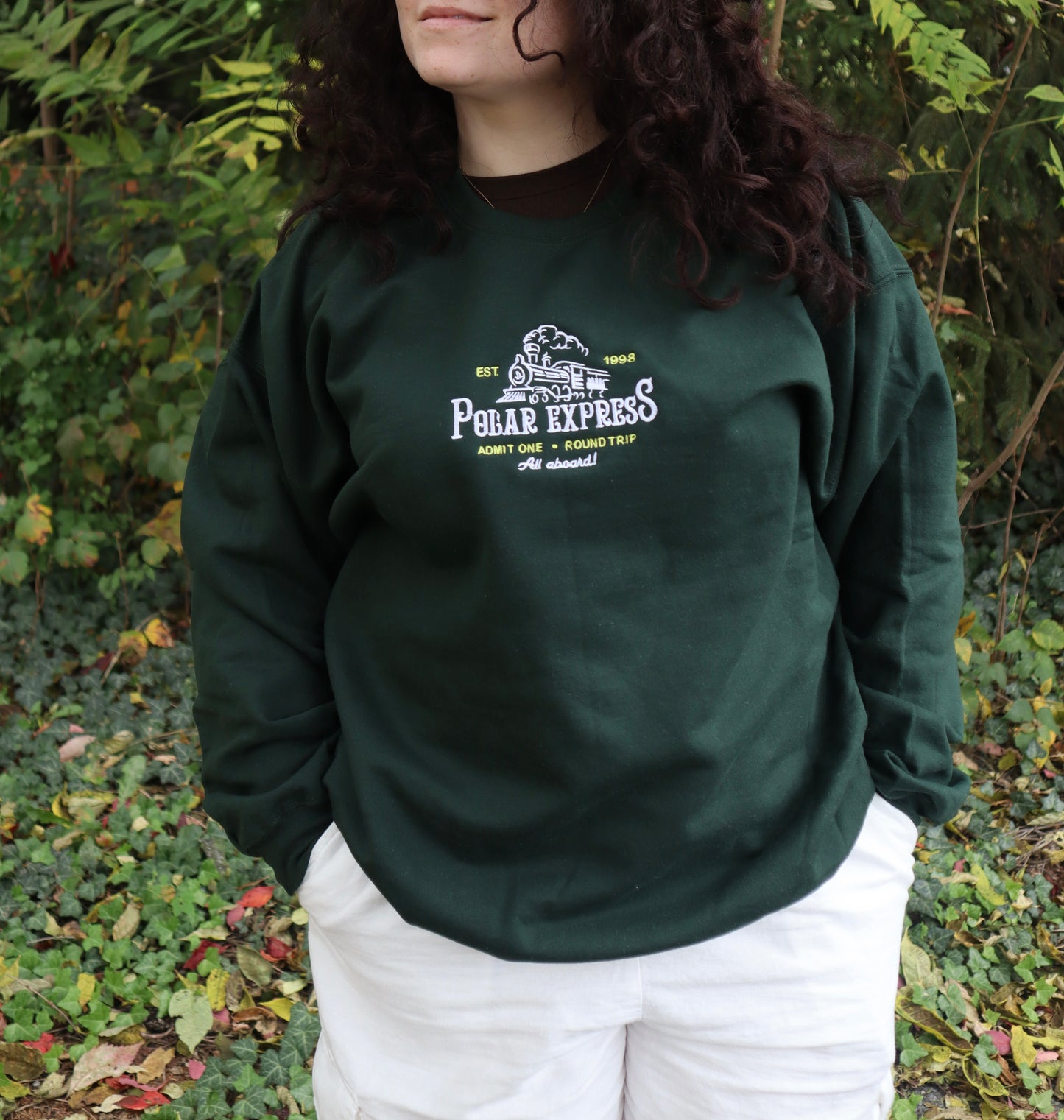 Embroidered Christmas "Polar Express" Hoodie or Crew Neck, Long Sleeve, Classic fit, Unisex, Adult