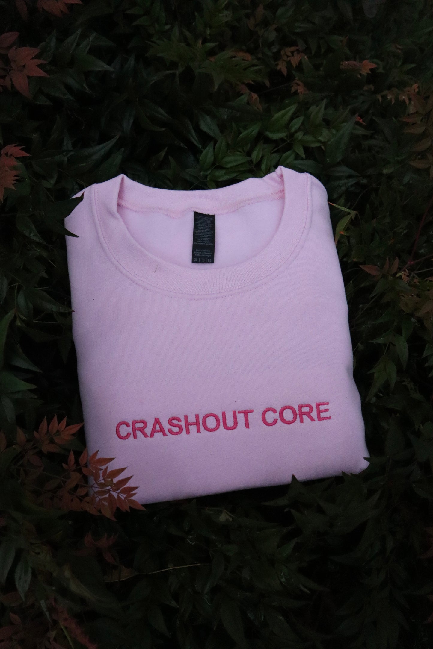 Embroidered 'CRASHOUT CORE' Hoodie or Crew Neck, Long Sleeve, Classic fit, Unisex, Adult