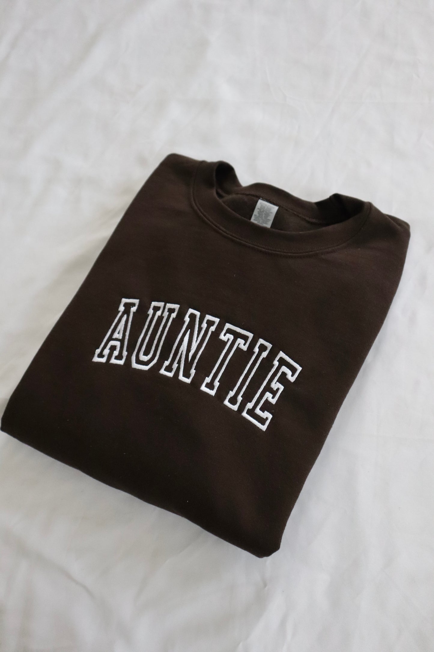 Embroidered 'AUNTIE' Hoodie or Crew Neck, Long Sleeve, Classic fit, Unisex, Adult