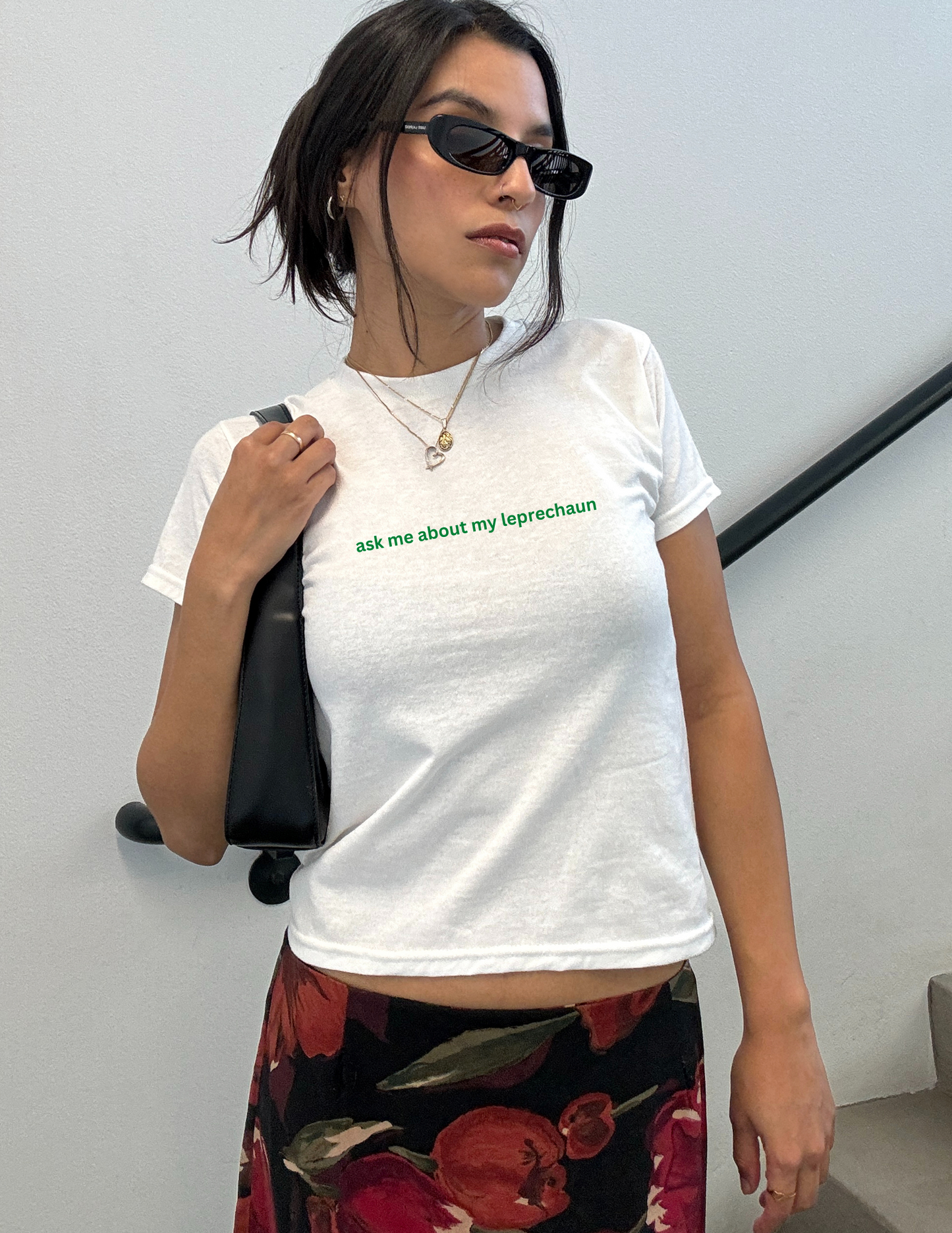 Embroidered WHITE - Irish Saint Patrick's Day Baby Tee, Long Crop Tops - Pick Your Design