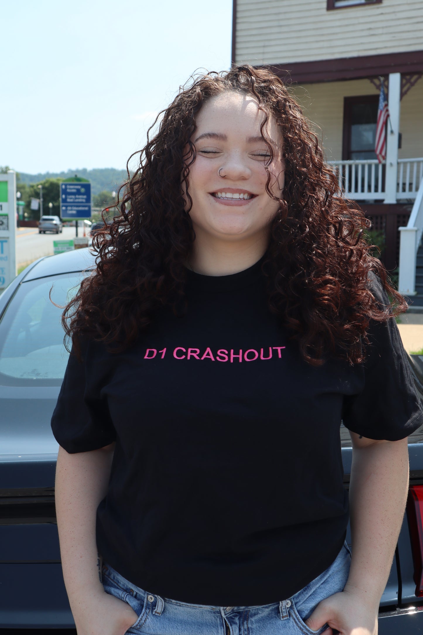 Embroidered 'D1 CRASHOUT' T-Shirt, Short Sleeve, Modern Classic fit, Unisex, Adult