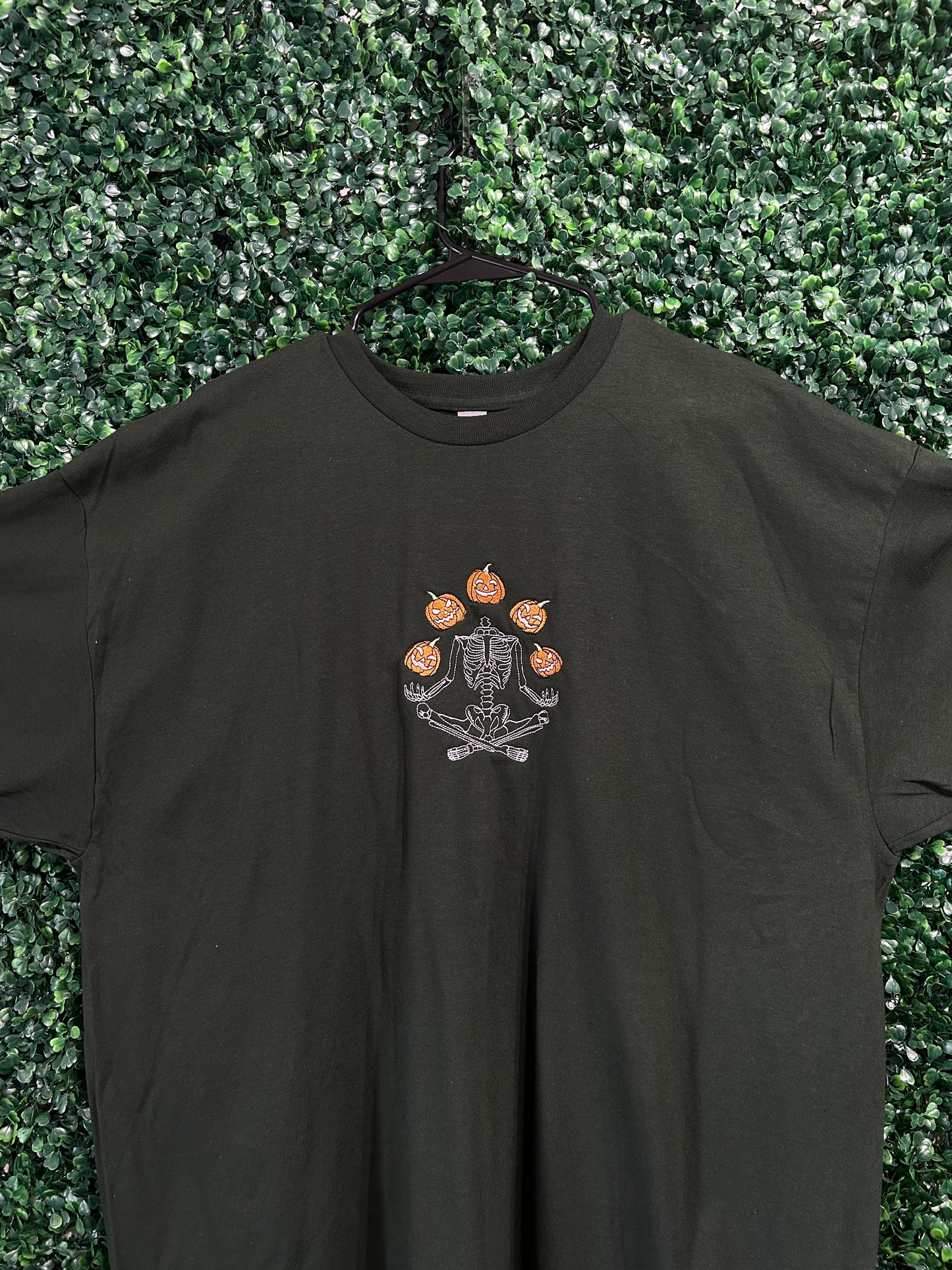 Embroidered 'Skelton Juggling Pumpkin Heads' Hoodie or Crew Neck Long Sleeve, Classic fit, Unisex, Adult