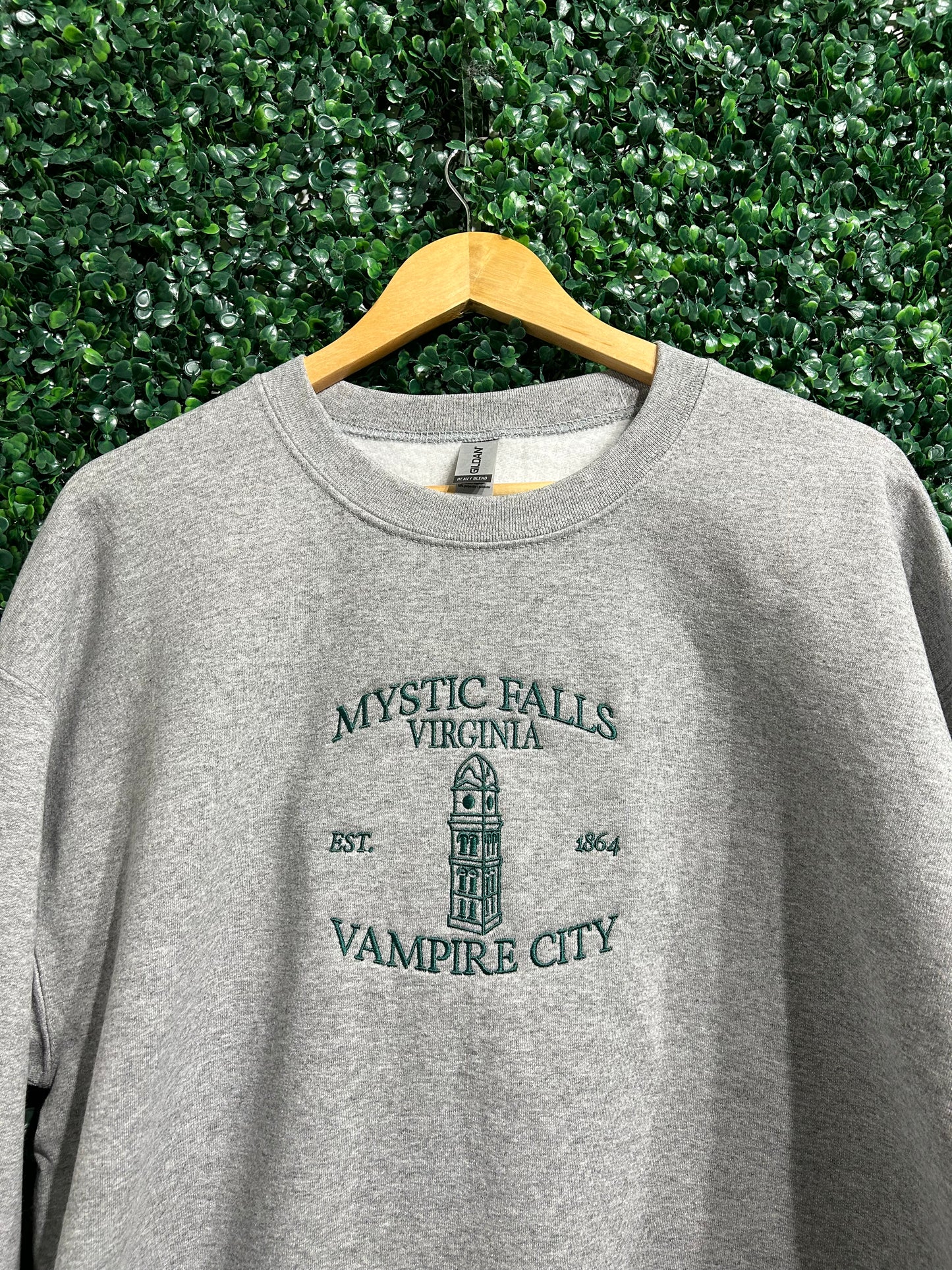 Embroidered 'Vampire City' Hoodie or Crew Neck, Long Sleeve, Classic fit, Unisex, Adult