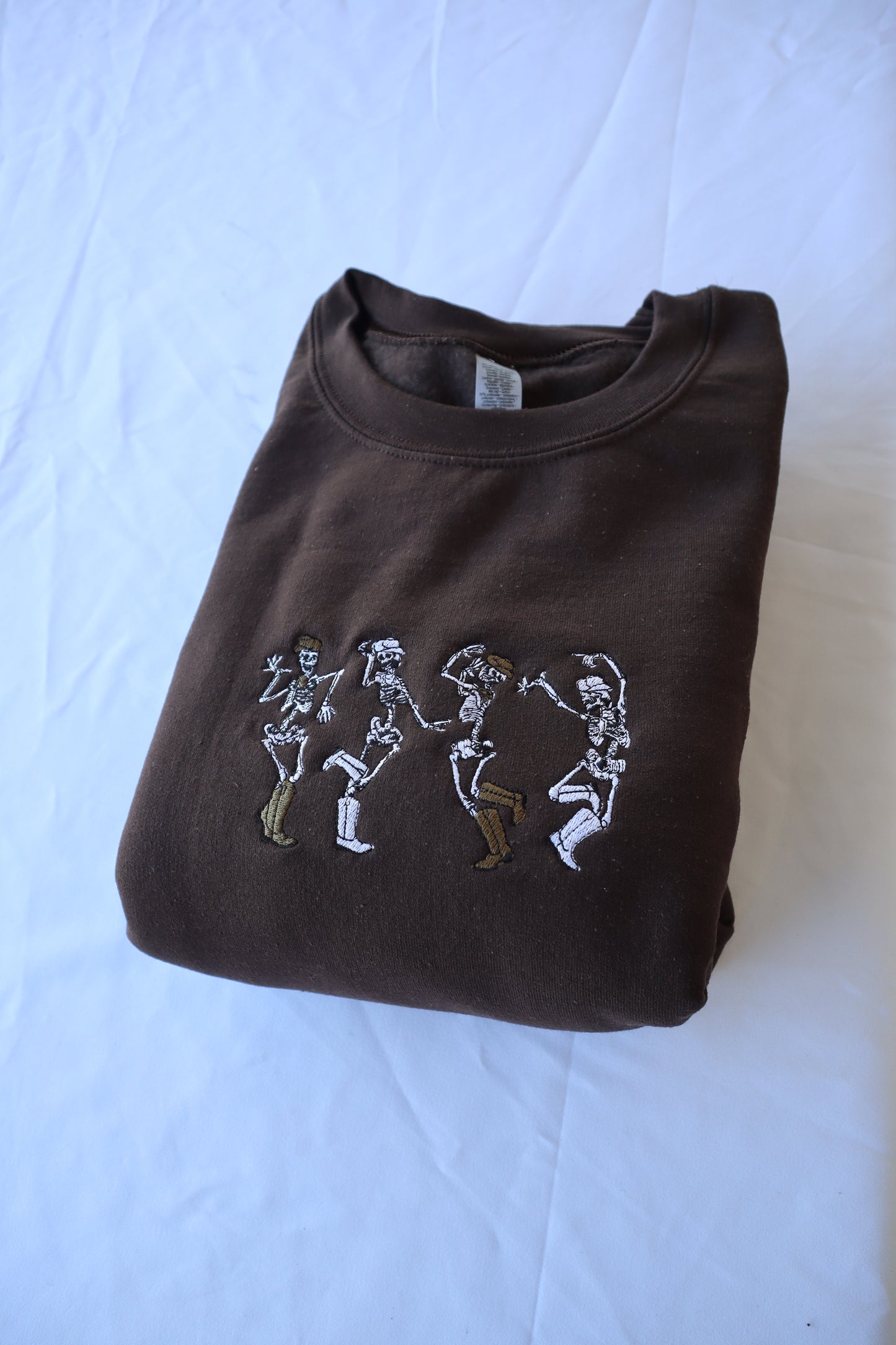 Embroidered 'Cowboy Dancing Skeletons' Hoodie or Crew Neck Long Sleeve, Classic fit, Unisex, Adult