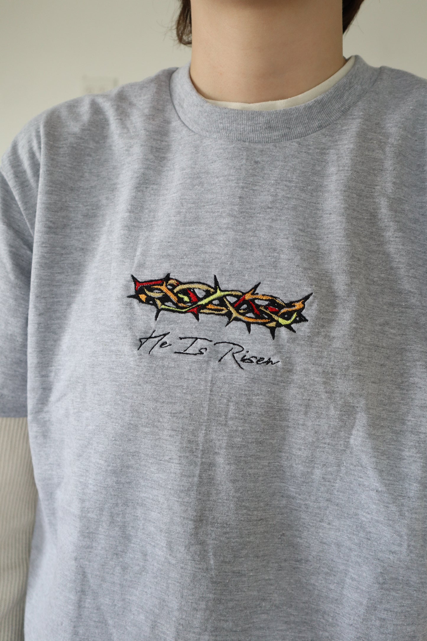 Embroidered 'Crown of Thrones He is Risen' T-Shirt, Short Sleeve, Modern Classic fit, Unisex, Adult
