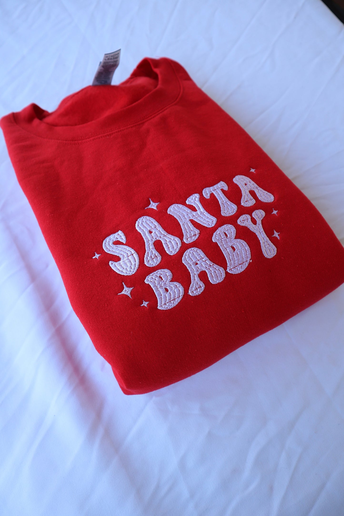 Embroidered 'Santa Baby' Hoodie or Crew Neck Long Sleeve, Classic fit, Unisex, Adult