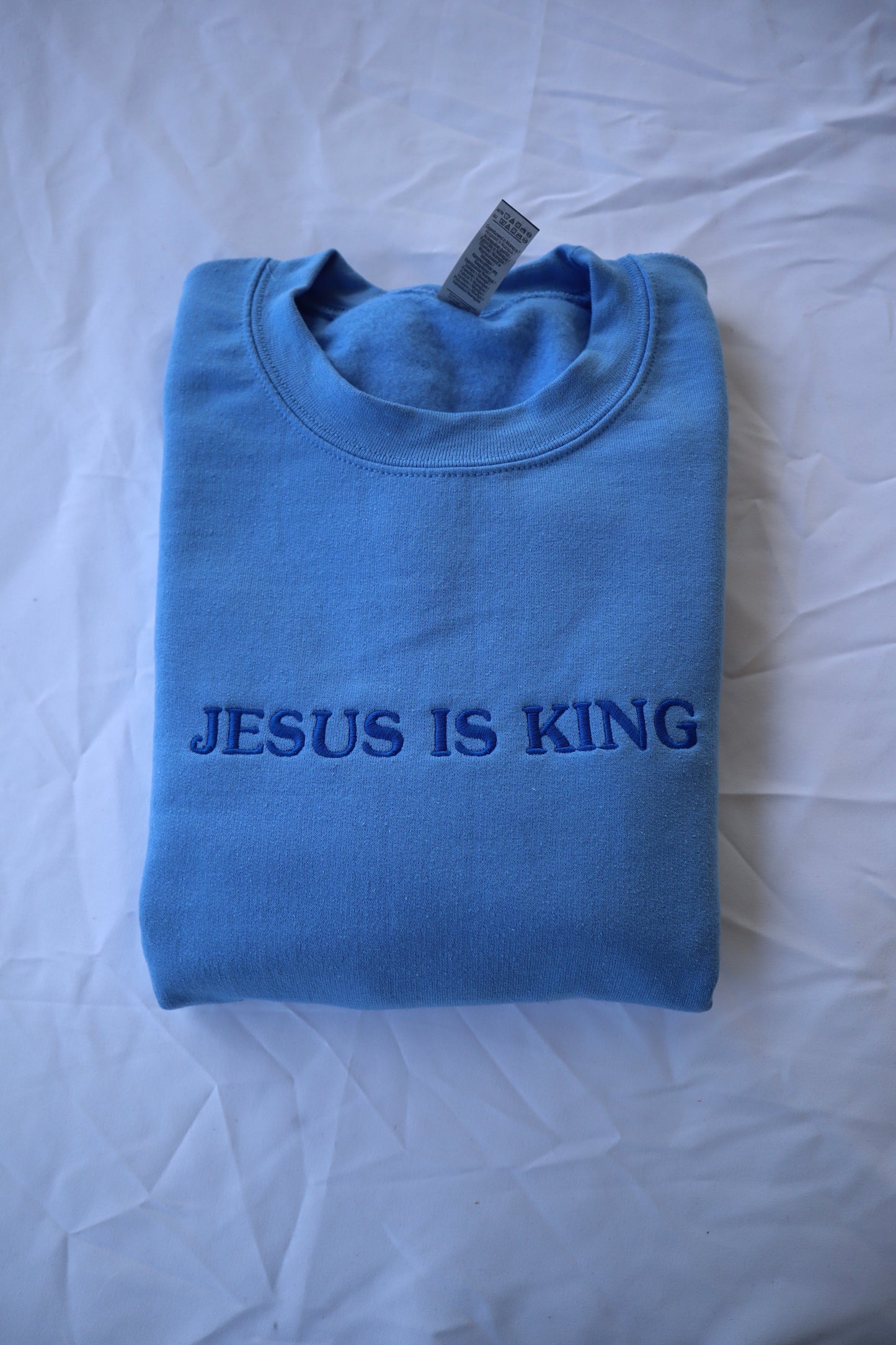 Embroidered 'Jesus is King' Hoodie, Crew Neck Long Sleeve, Classic fit, Unisex, Adult