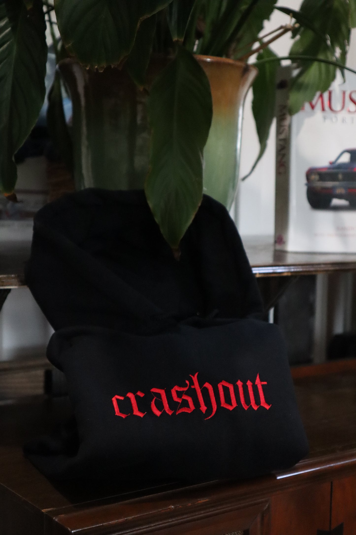 Embroidered Black Only 'crashout' Hoodie or Crew Neck, Long Sleeve, Classic fit, Unisex, Adult