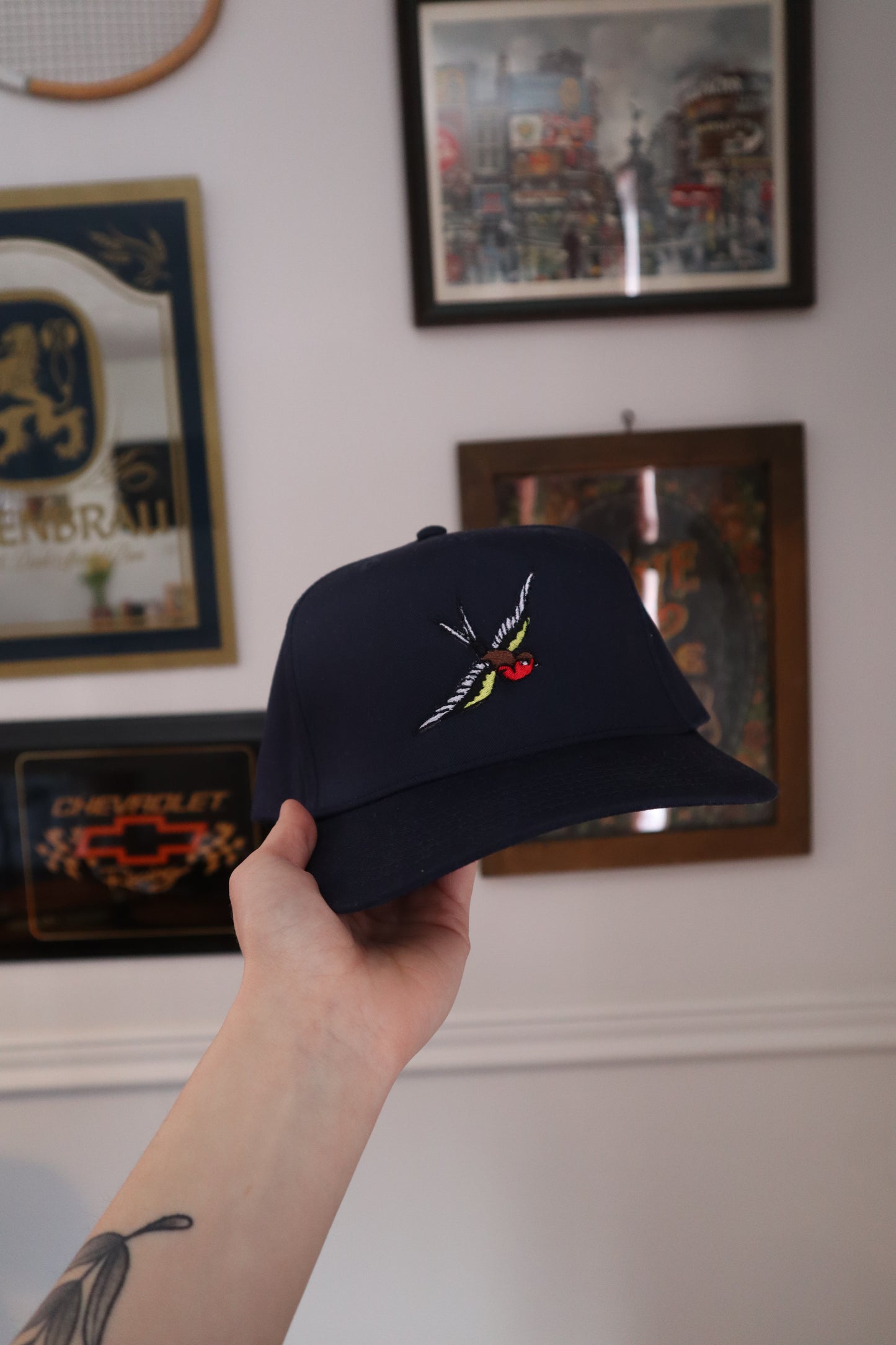 Embroidered 'American Traditional Designs' 5 Panel Hat, Unisex, Adult, Grunge, Tattoo