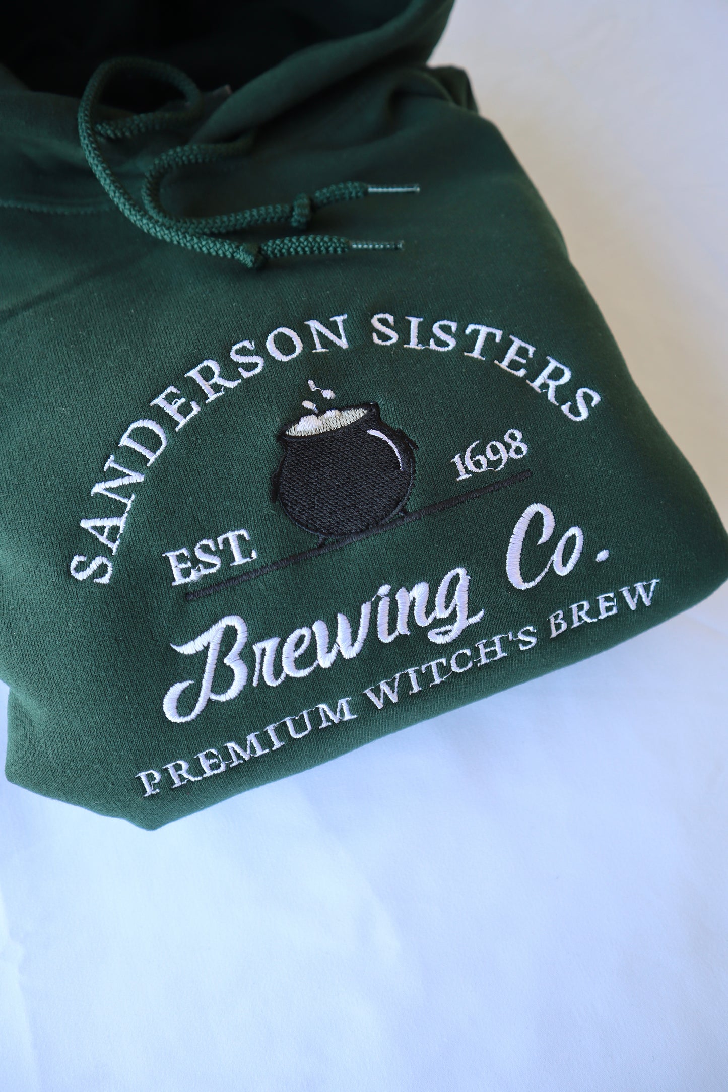 Embroidered "Sanderson Sisters Brewing Co" Hoodie or Crew Neck Long Sleeve, Classic fit, Unisex, Adult