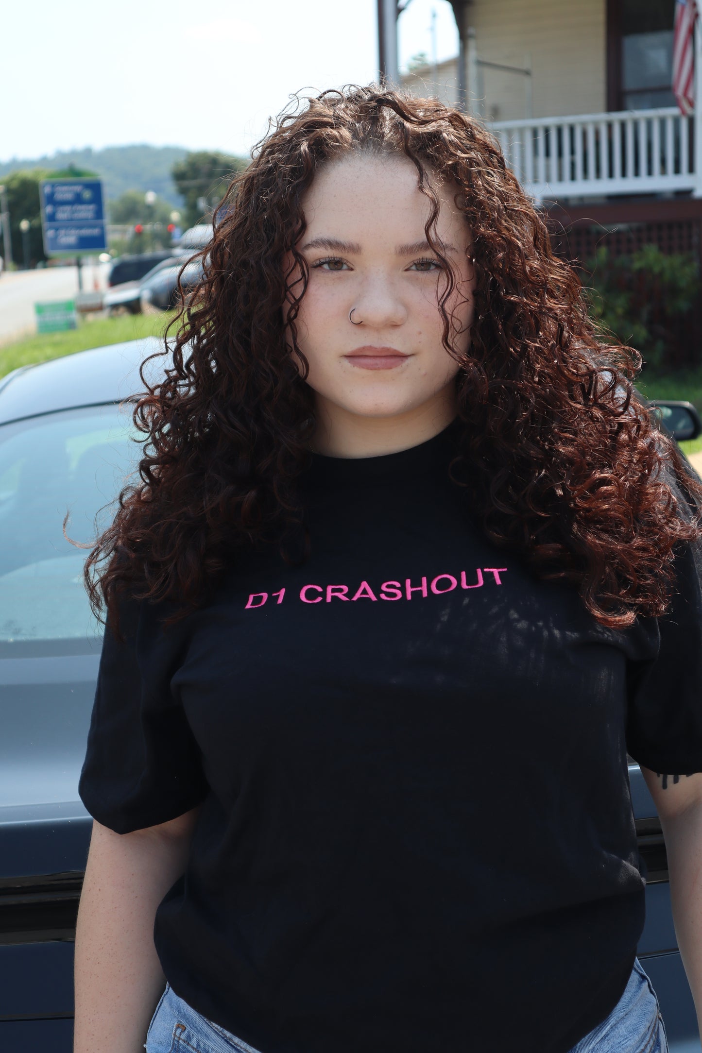Embroidered 'D1 CRASHOUT' T-Shirt, Short Sleeve, Modern Classic fit, Unisex, Adult
