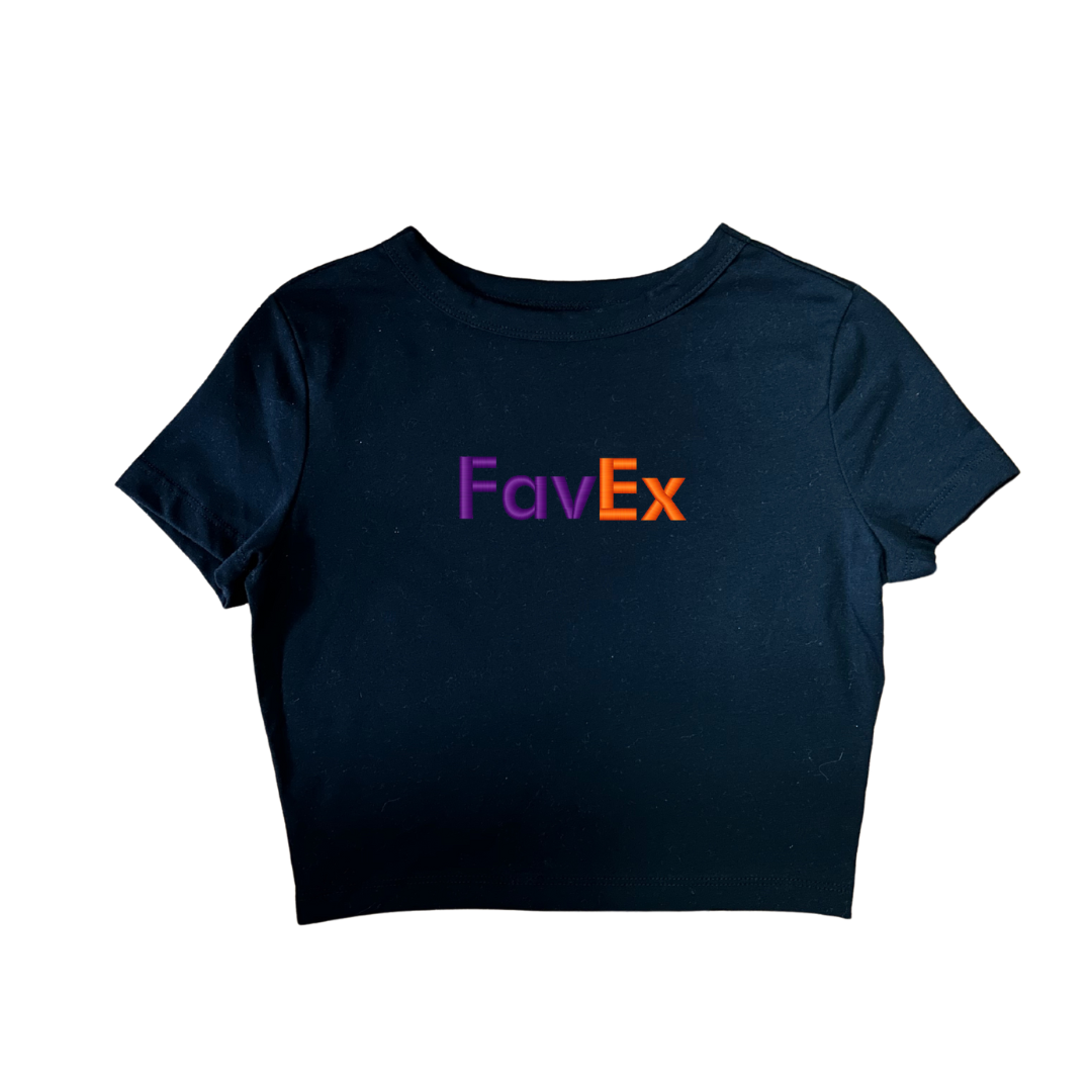 Embroidered ‘Fav Ex’ Cropped, Short Sleeve, Petite fit, Adult, Female, T-Shirt