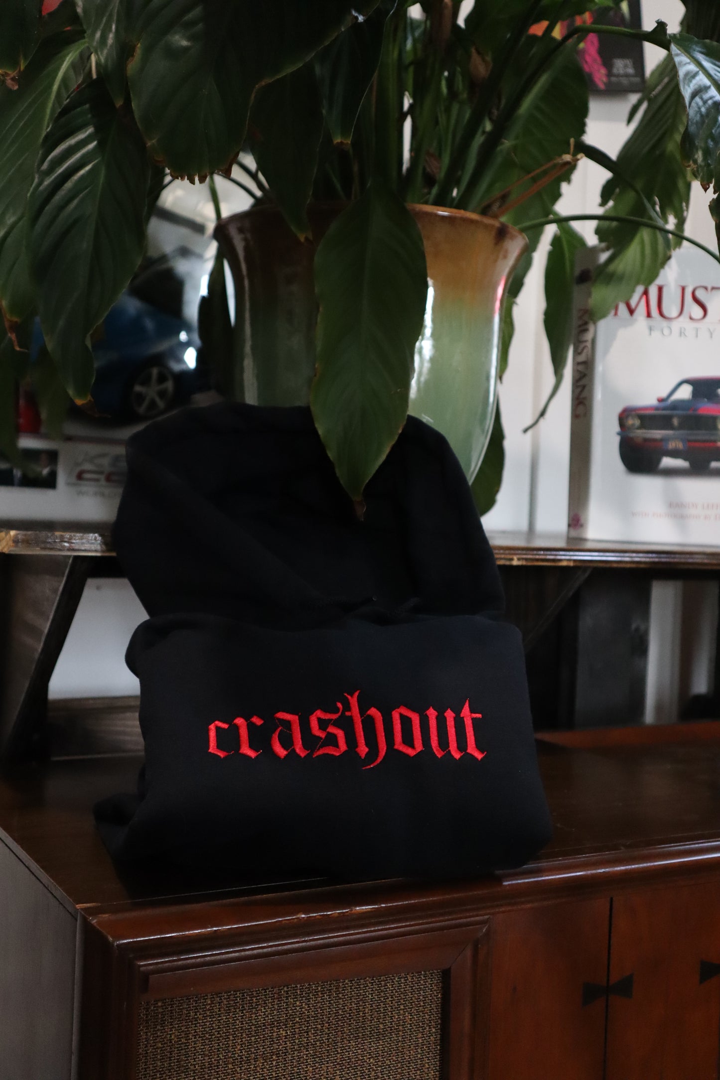 Embroidered Black Only 'crashout' Hoodie or Crew Neck, Long Sleeve, Classic fit, Unisex, Adult
