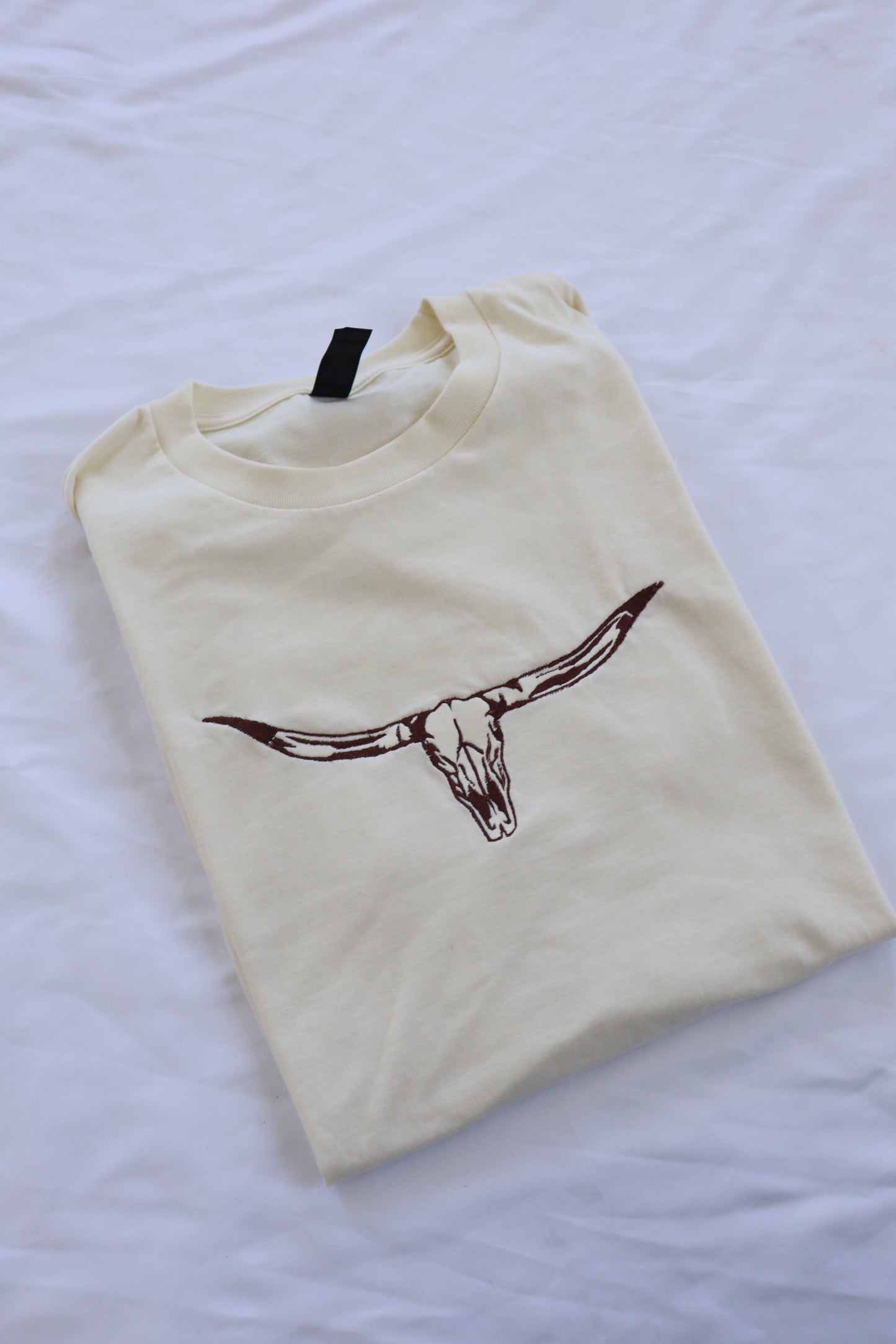 Embroidered 'Texas Longhorn' T-Shirt, Short Sleeve, Modern Classic fit, Unisex, Adult