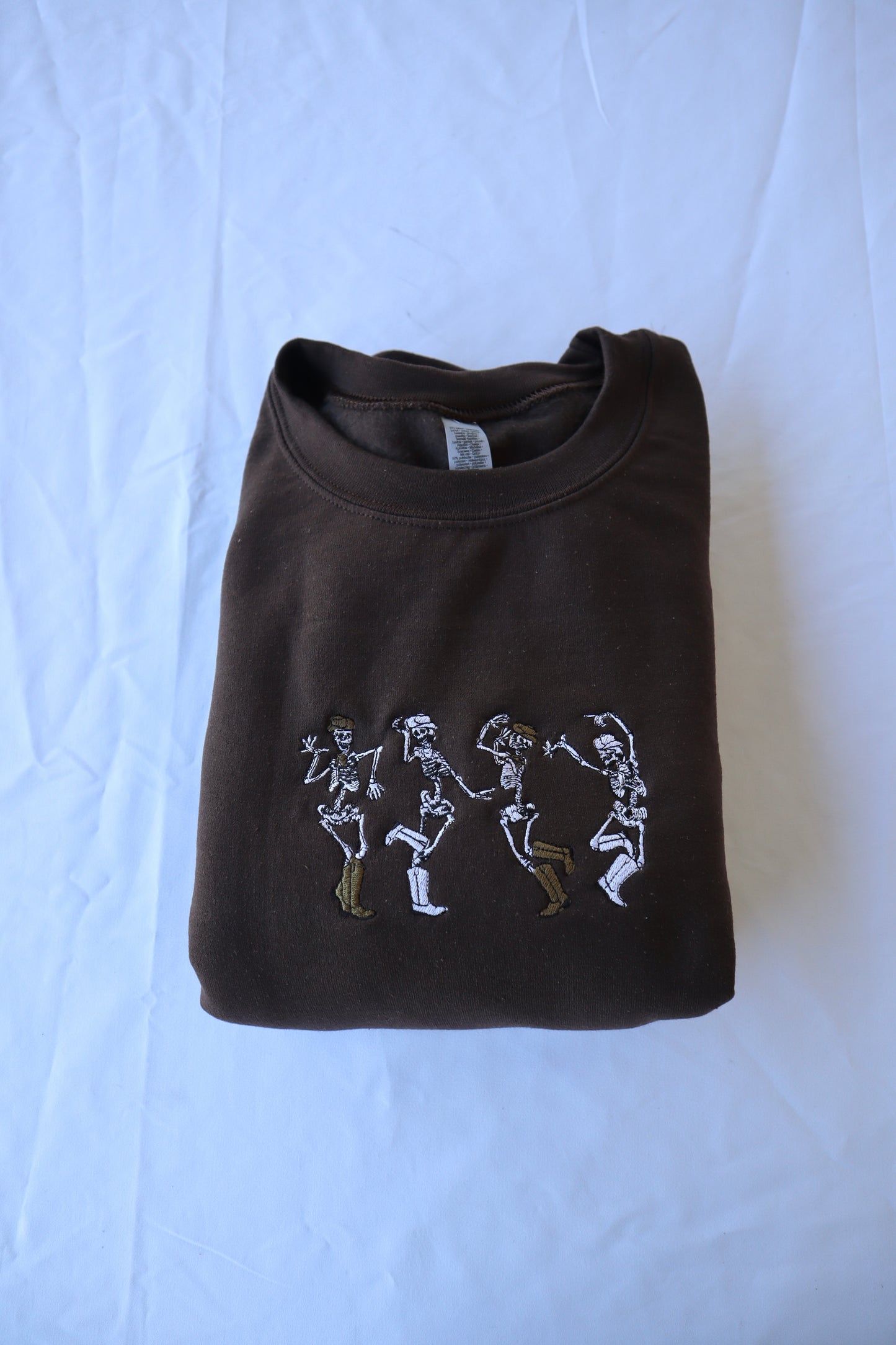 Embroidered 'Cowboy Dancing Skeletons' Hoodie or Crew Neck Long Sleeve, Classic fit, Unisex, Adult