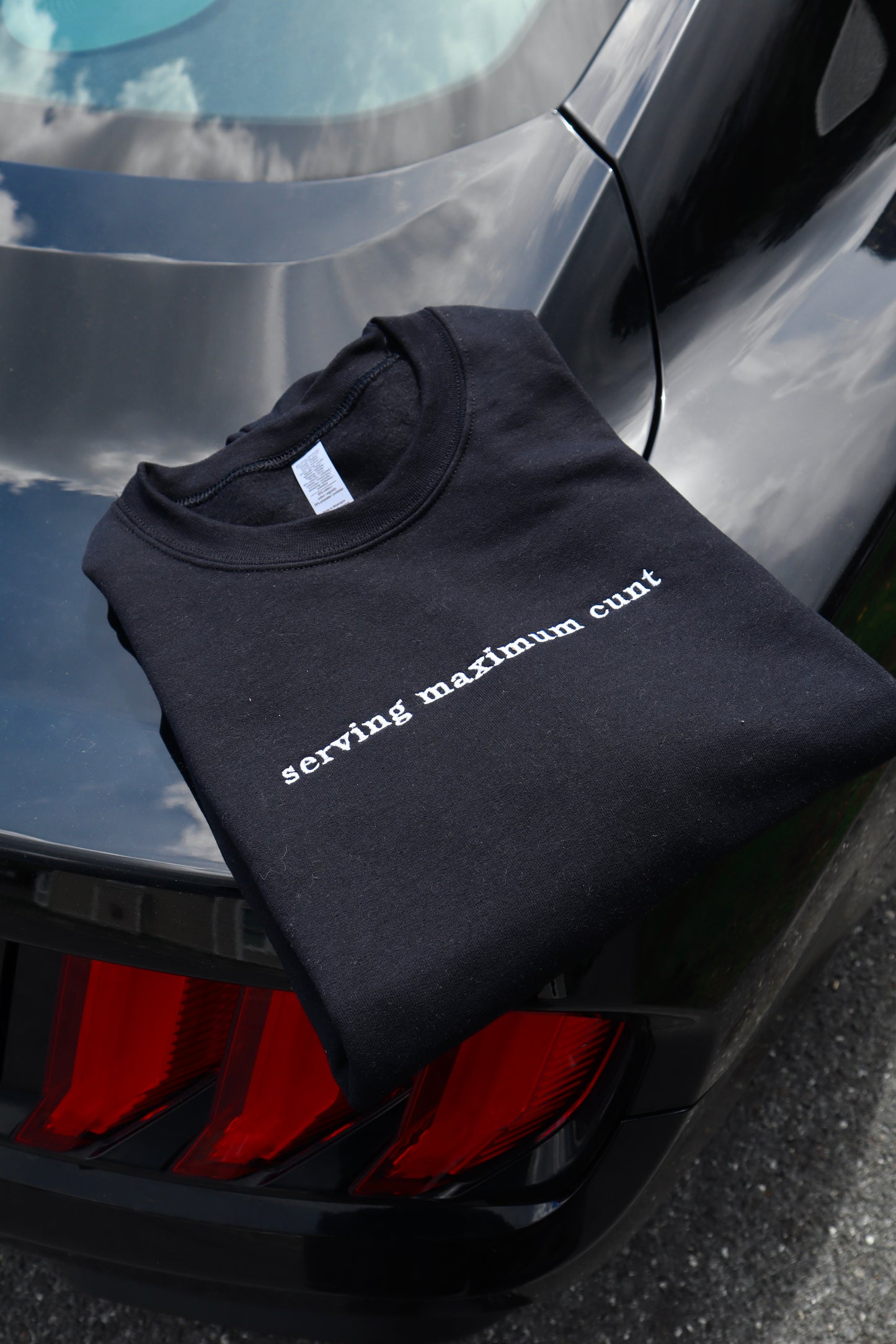Embroidered 'Serving Maxiumum' Hoodie or Crew Neck, Long Sleeve, Classic fit, Unisex, Adult