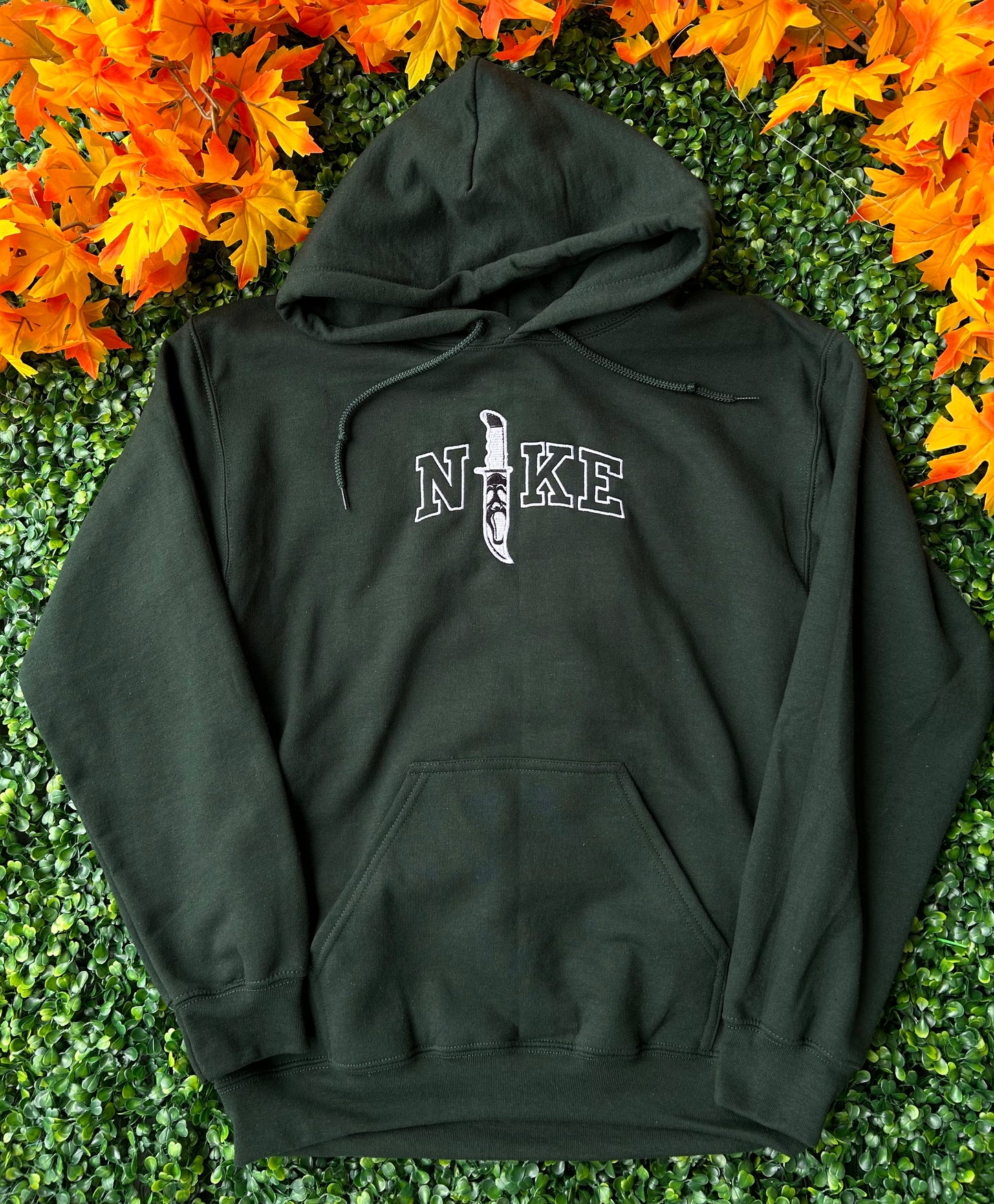 Embroidered 'Ghost Face' Hoodie or Crew Neck, Long Sleeve, Classic fit, Unisex, Adult