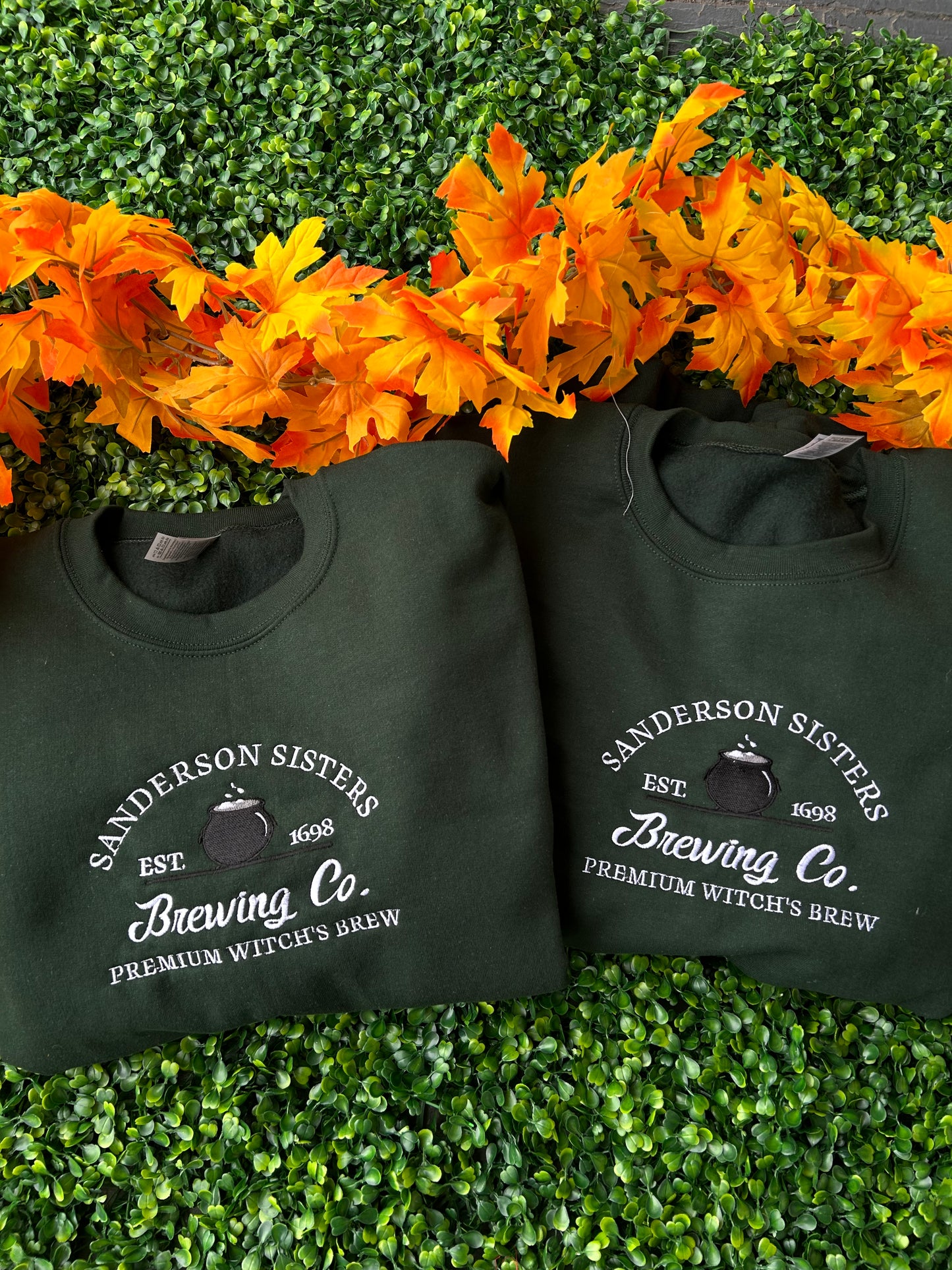 Embroidered 'Sanderson Sisters Brewing Co.' Hoodie or Crew Neck Long Sleeve, Classic fit, Unisex, Adult
