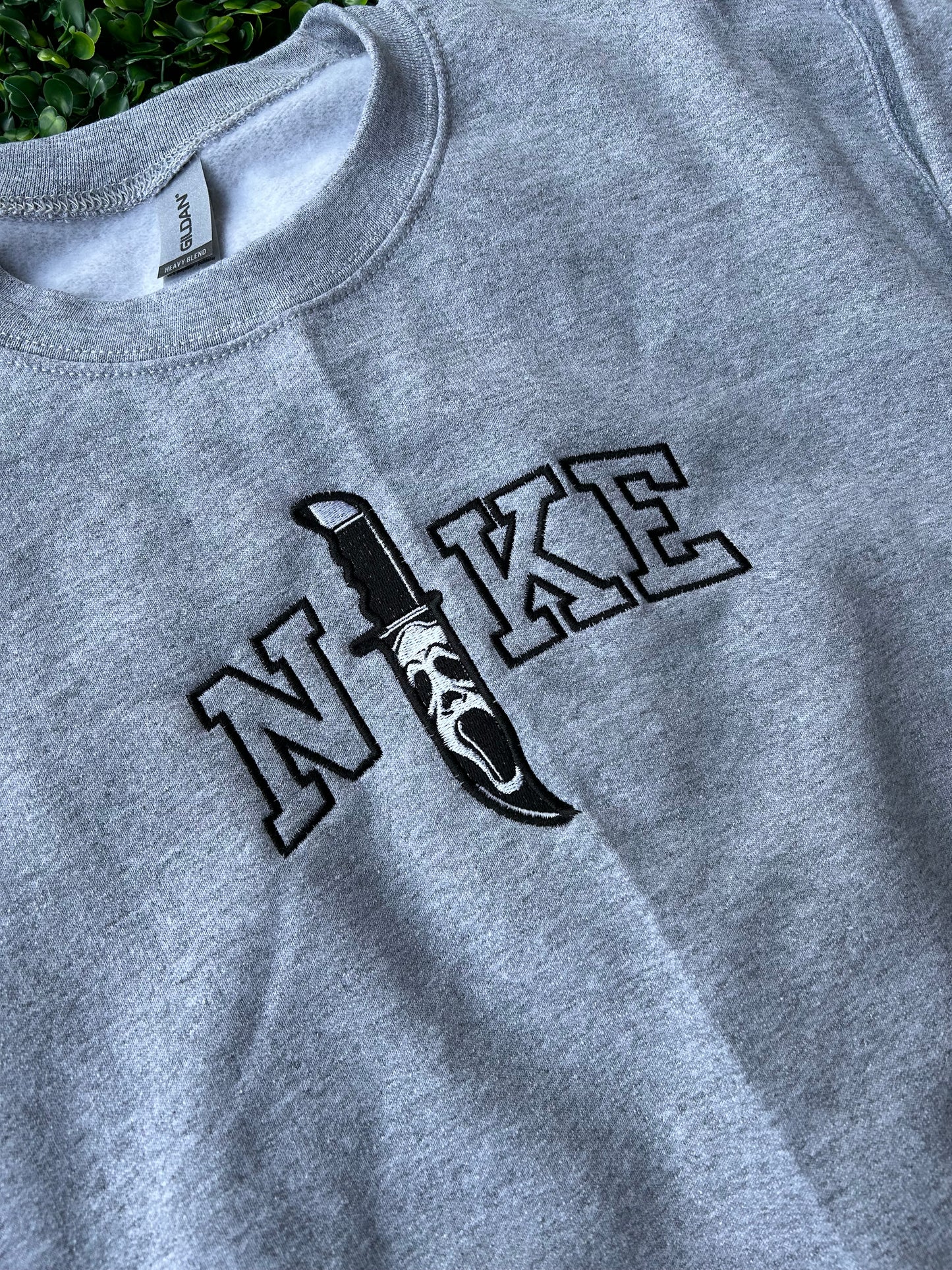 Embroidered 'Ghost Face' Hoodie or Crew Neck, Long Sleeve, Classic fit, Unisex, Adult