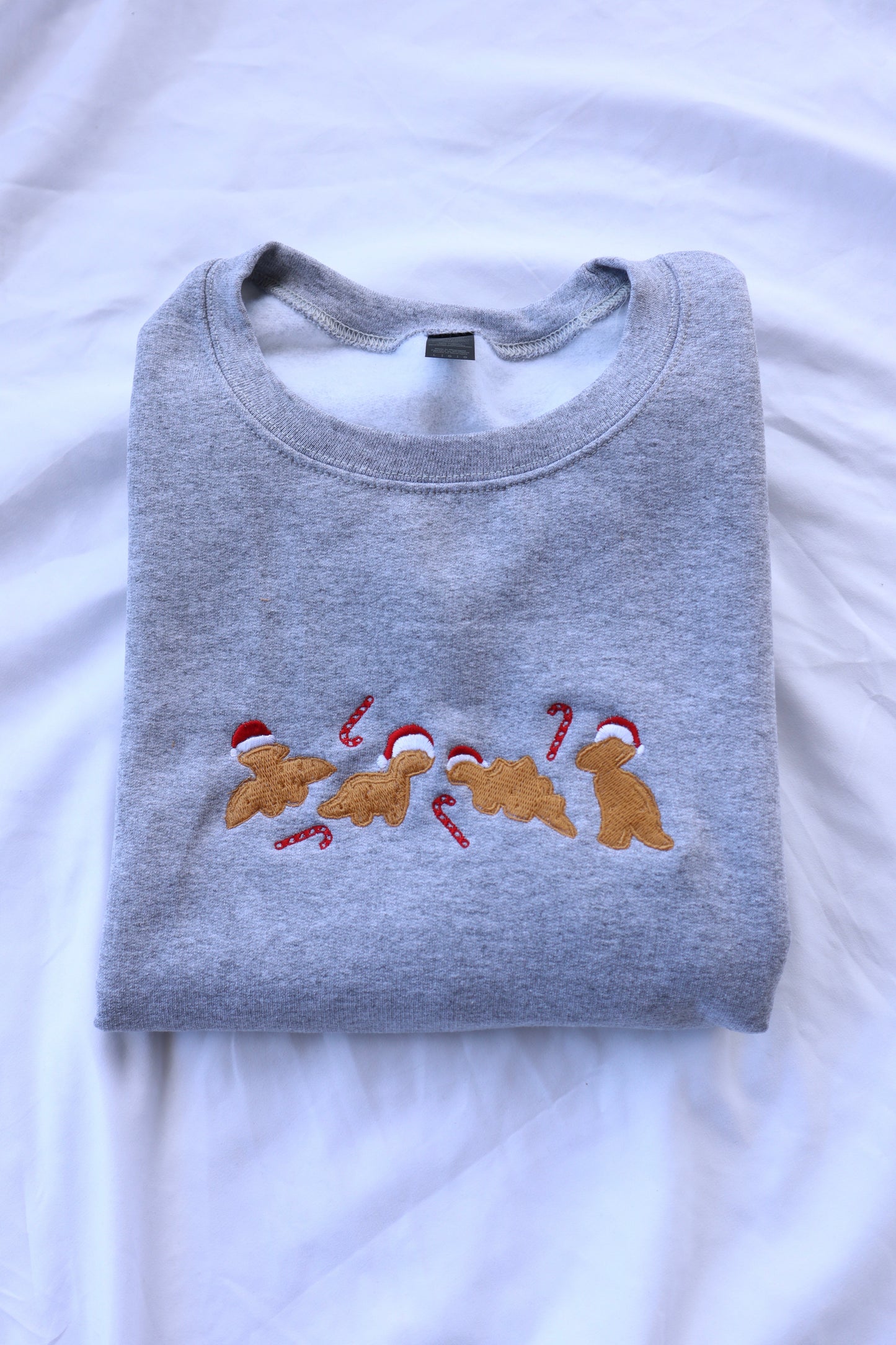 Embroidered “Christmas Dino Chicken Nuggets” Christmas Hoodie or Crewneck, Holiday Sweatshirt, Unisex, Classic Fit, Long Sleeve, Adult
