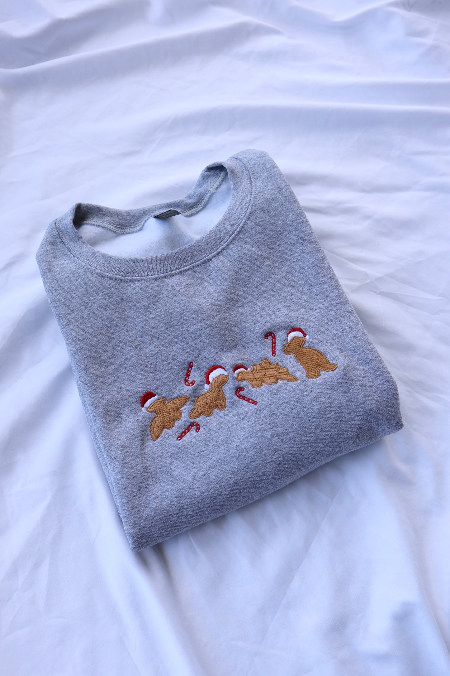 Embroidered “Christmas Dino Chicken Nuggets” Christmas Hoodie or Crewneck, Holiday Sweatshirt, Unisex, Classic Fit, Long Sleeve, Adult