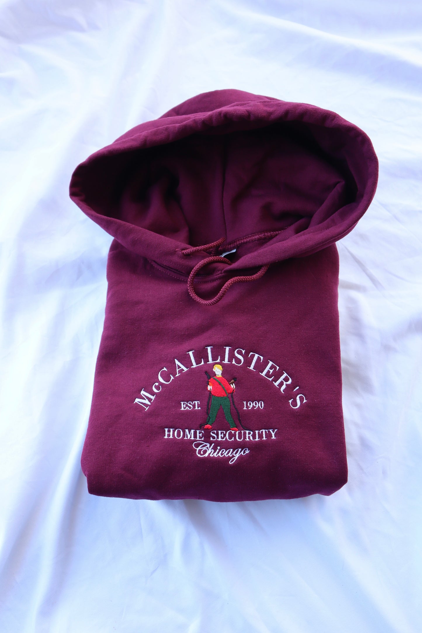 Embroidered “McCallister’s Home Security” Christmas Hoodie or Crewneck, Chicago Holiday Sweatshirt, Unisex, Classic Fit, Long Sleeve, Adult