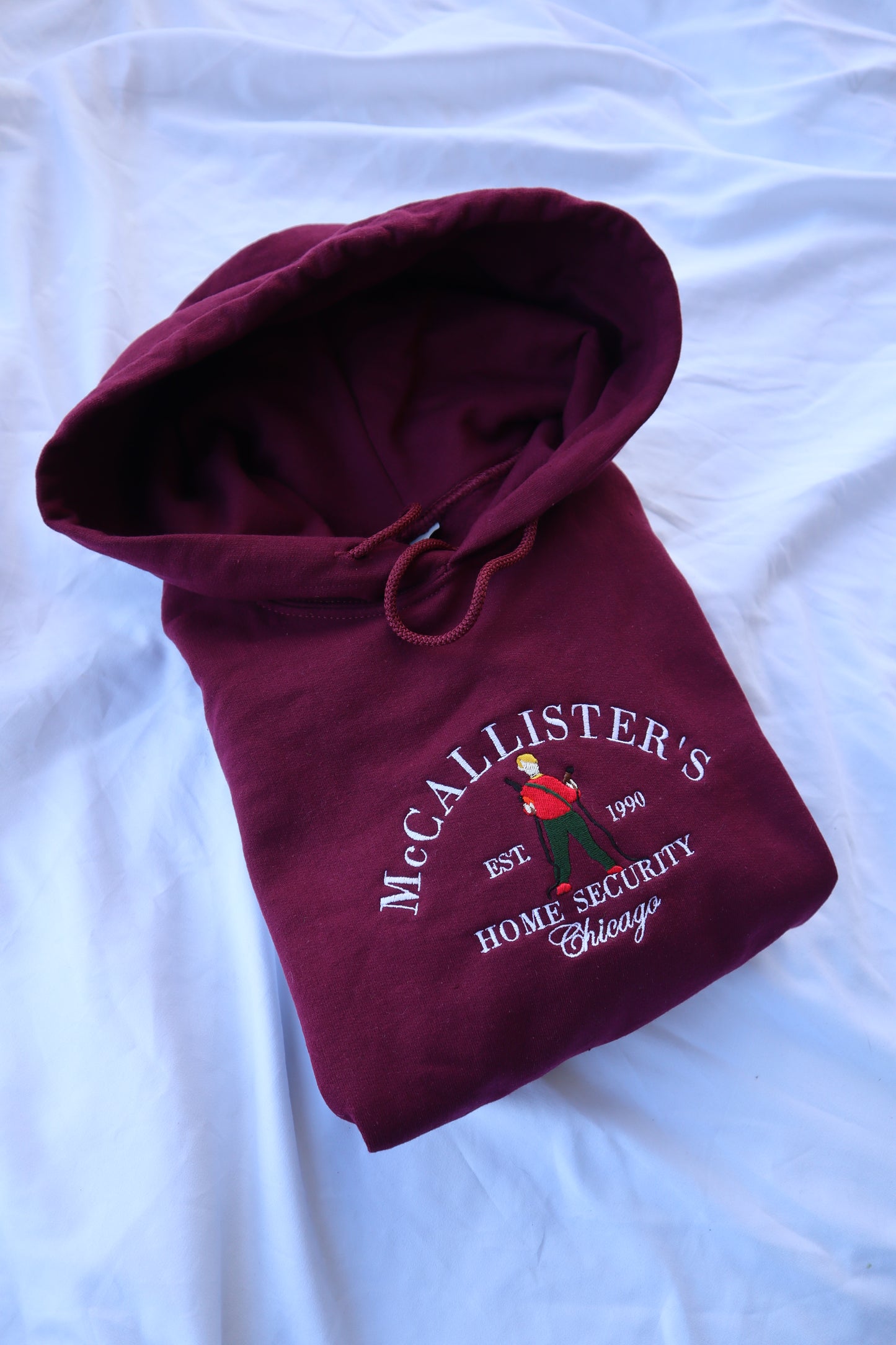 Embroidered “McCallister’s Home Security” Christmas Hoodie or Crewneck, Chicago Holiday Sweatshirt, Unisex, Classic Fit, Long Sleeve, Adult