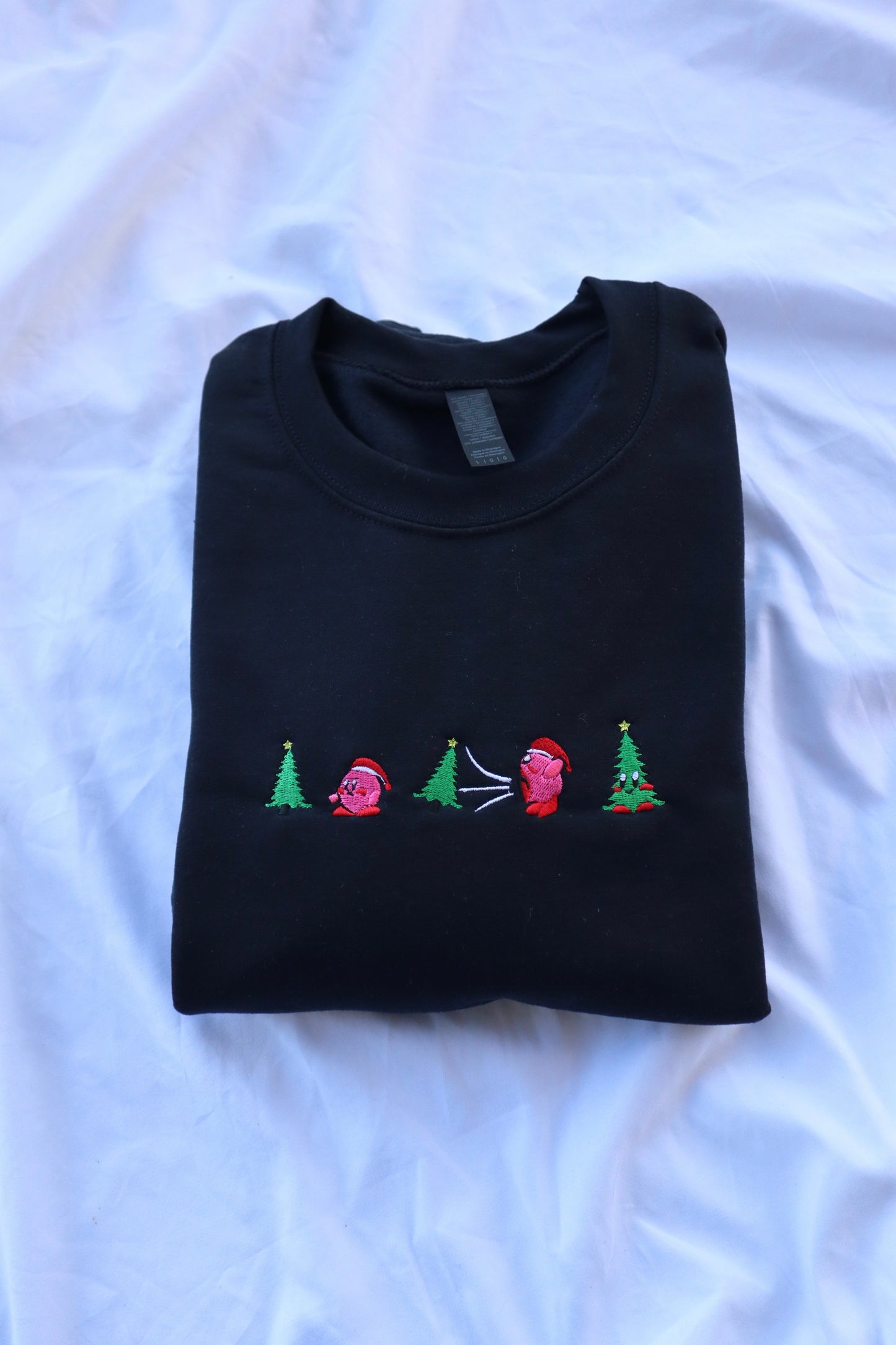 Embroidered “Kbee Eating Christmas” Hoodie or Crewneck Holiday Sweatshirt Unisex Classic Fit Long Sleeve Adult