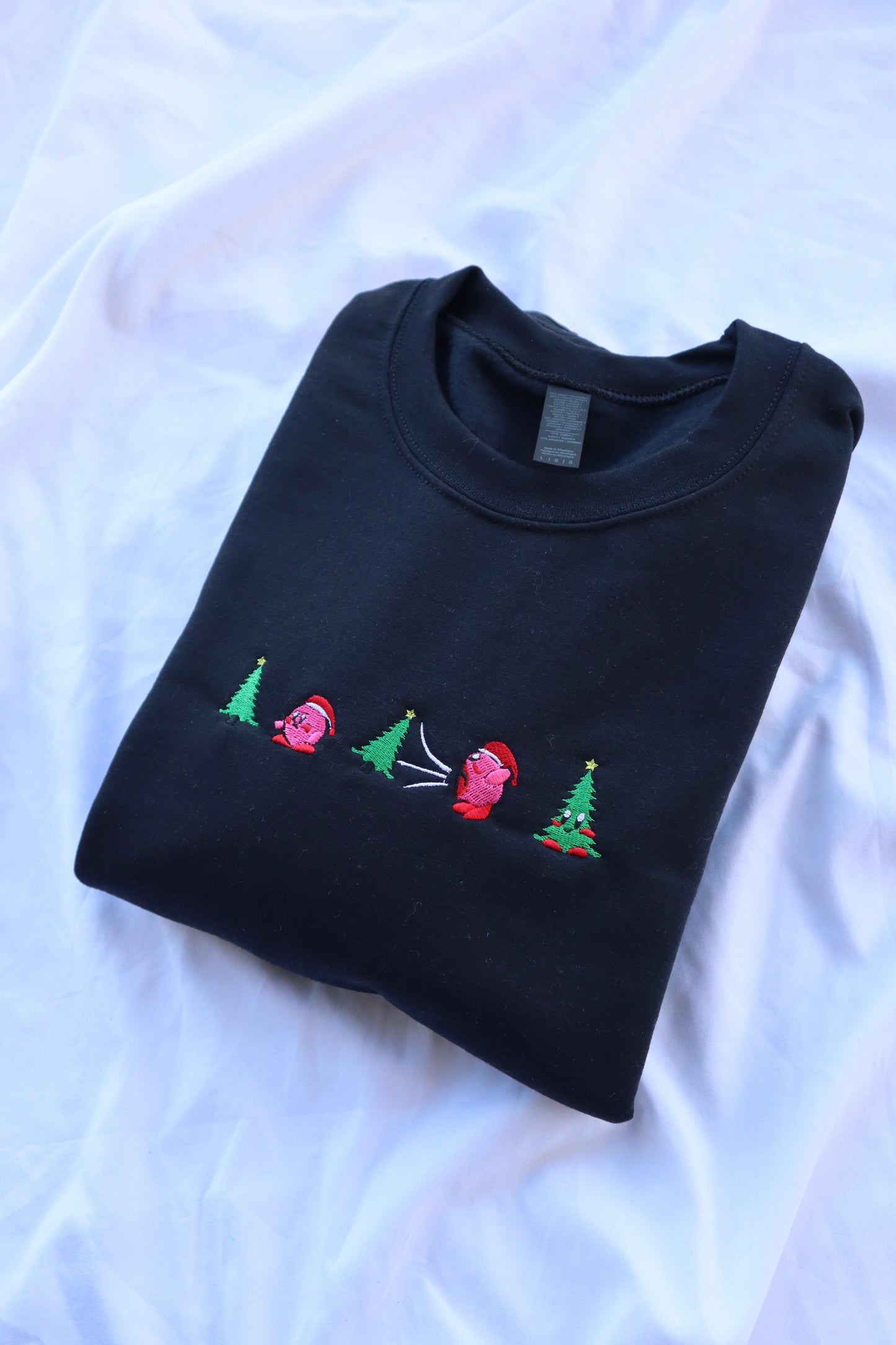 Embroidered “Kbee Eating Christmas” Hoodie or Crewneck Holiday Sweatshirt Unisex Classic Fit Long Sleeve Adult
