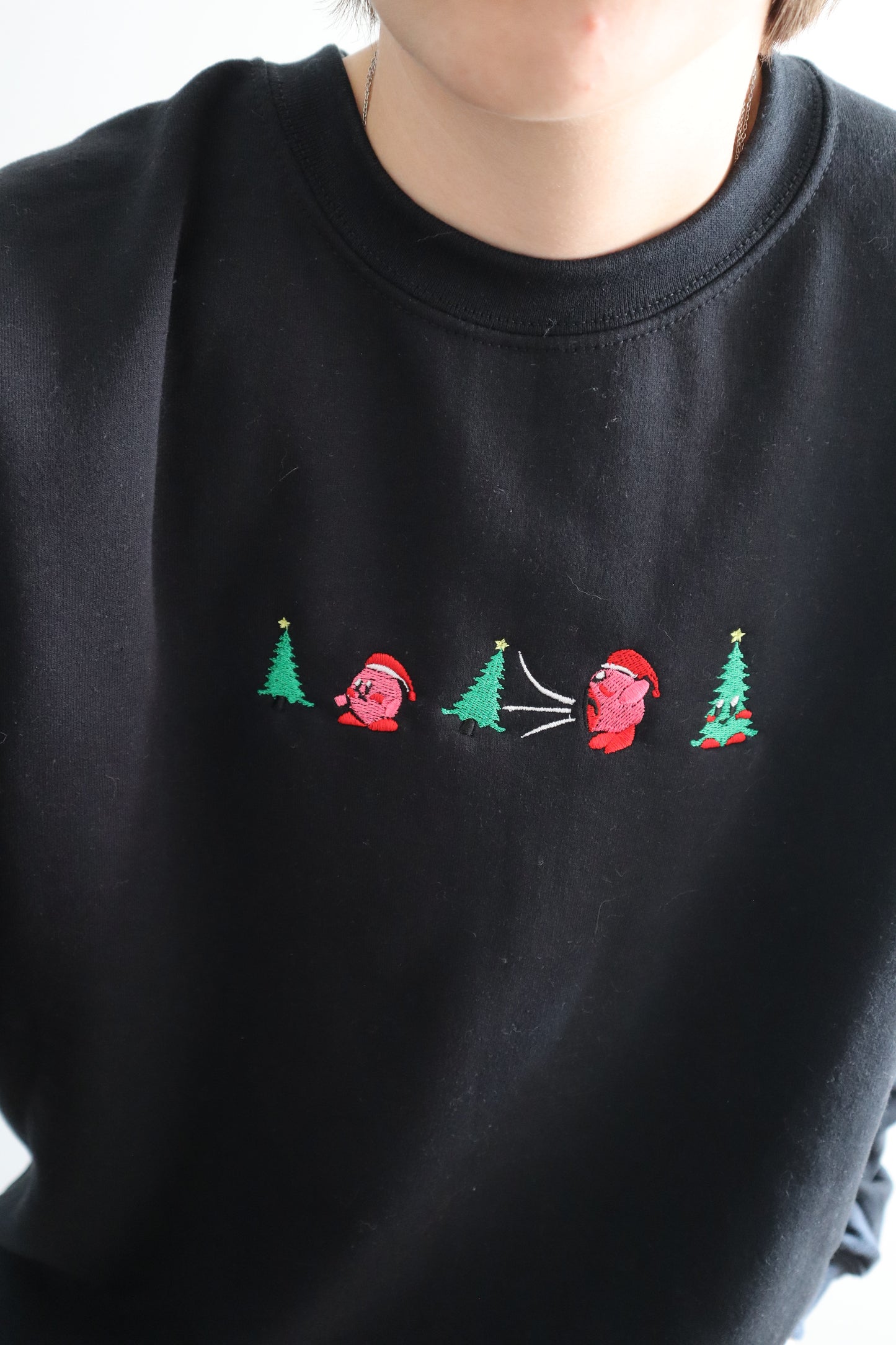 Embroidered “Kbee Eating Christmas” Hoodie or Crewneck Holiday Sweatshirt Unisex Classic Fit Long Sleeve Adult
