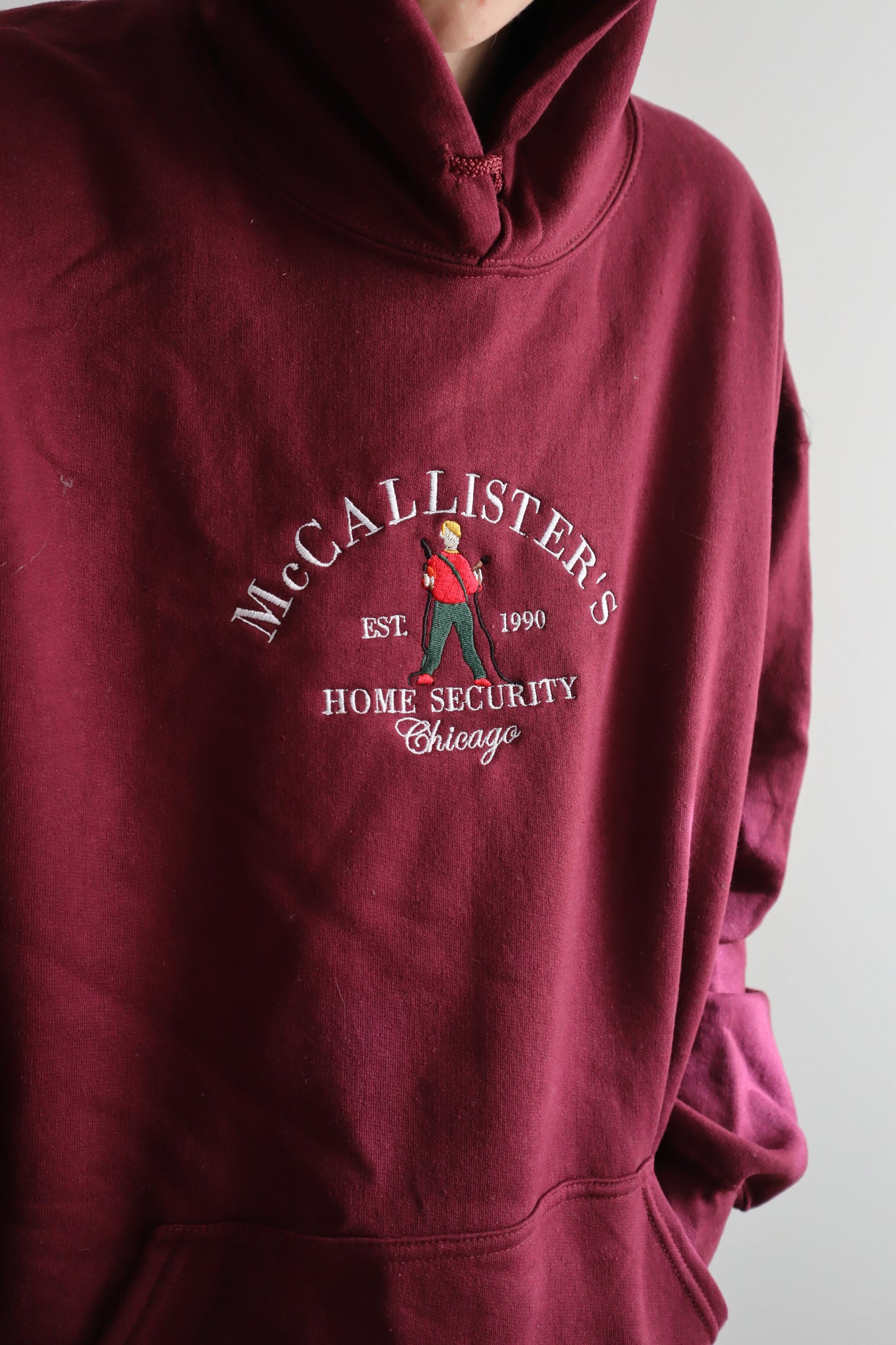 Embroidered “McCallister’s Home Security” Christmas Hoodie or Crewneck, Chicago Holiday Sweatshirt, Unisex, Classic Fit, Long Sleeve, Adult