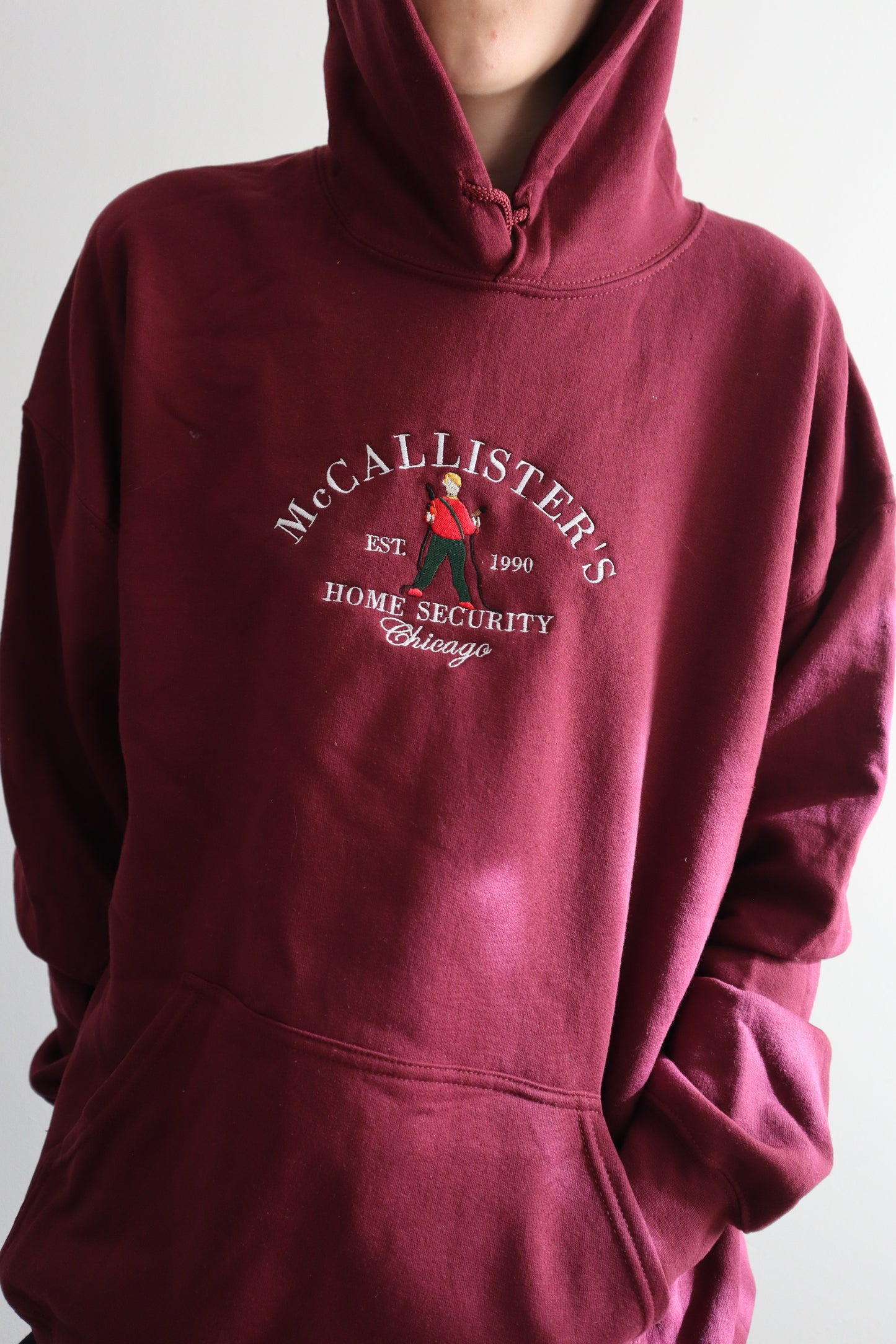 Embroidered “McCallister’s Home Security” Christmas Hoodie or Crewneck, Chicago Holiday Sweatshirt, Unisex, Classic Fit, Long Sleeve, Adult
