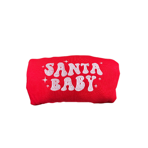Embroidered 'Santa Baby' Hoodie or Crew Neck Long Sleeve, Classic fit, Unisex, Adult