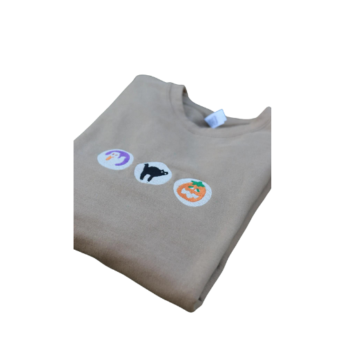 Embroidered 'Halloween Sugar Cookies' Hoodie or Crew Neck, Long Sleeve, Classic fit, Unisex, Adult