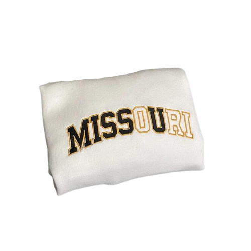 Embroidered 'Missouri Miss U' Hoodie, Crew Neck Long Sleeve, Classic fit, Unisex, Adult